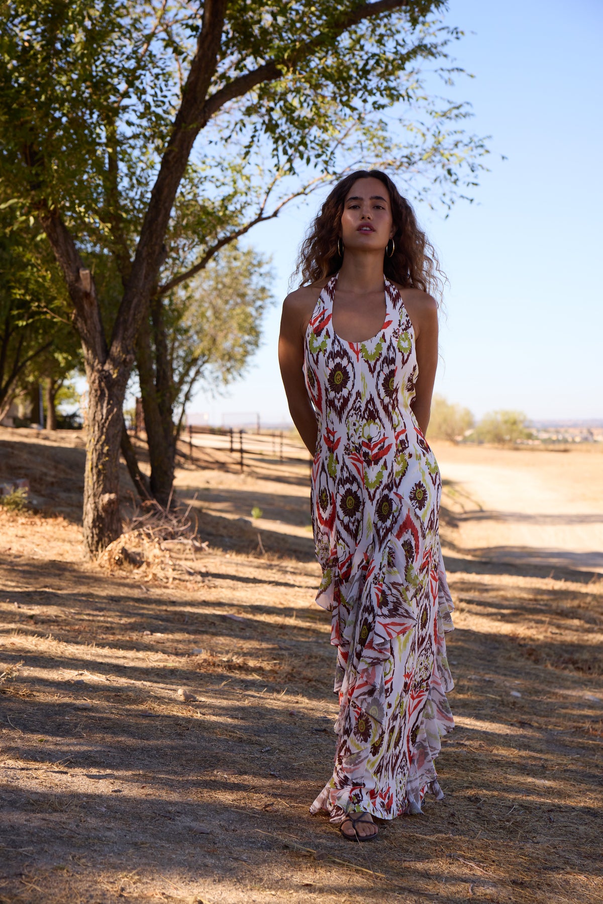 EUFORIA - Vestido ikat volantes verticales