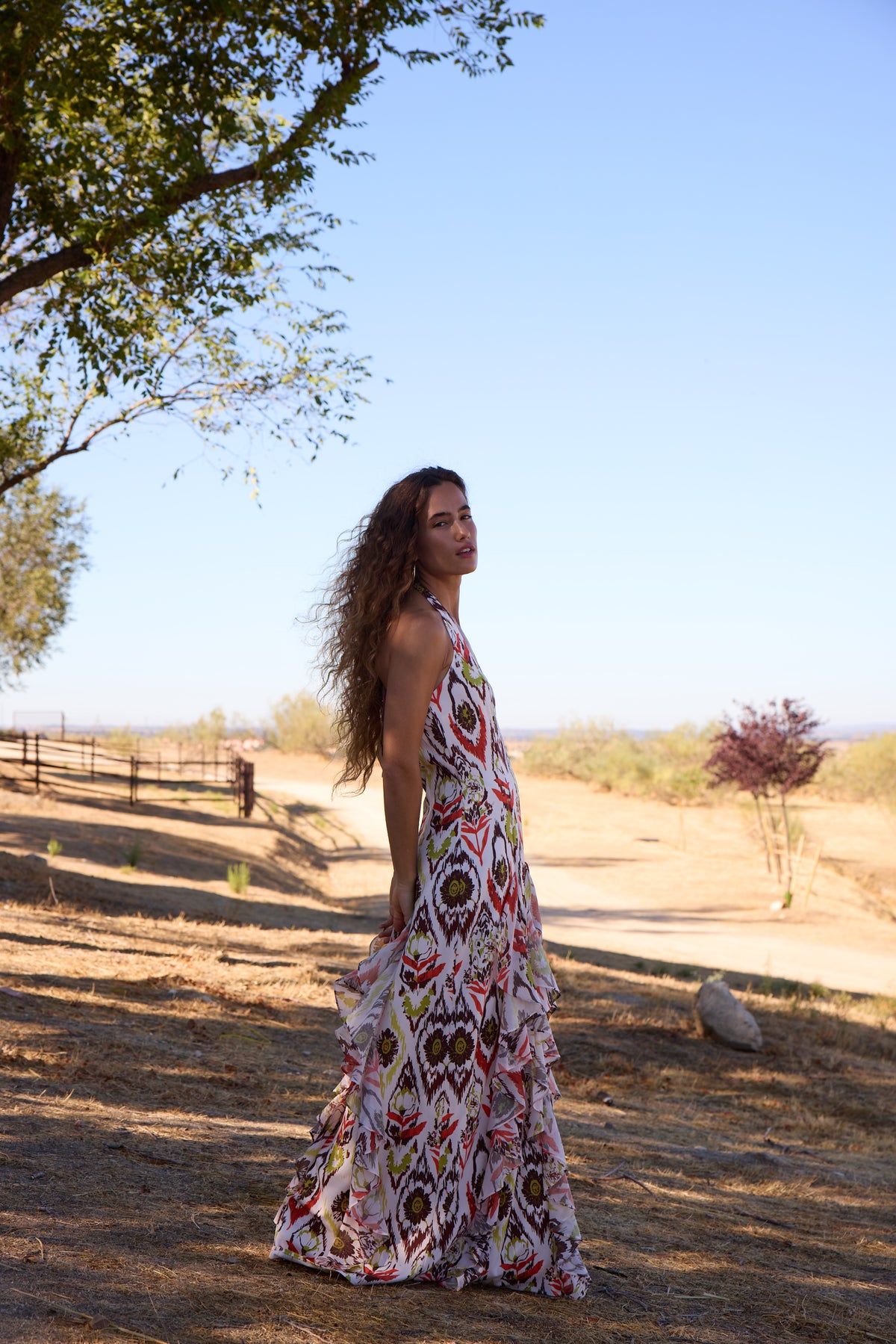 EUFORIA - Vestido ikat volantes verticales