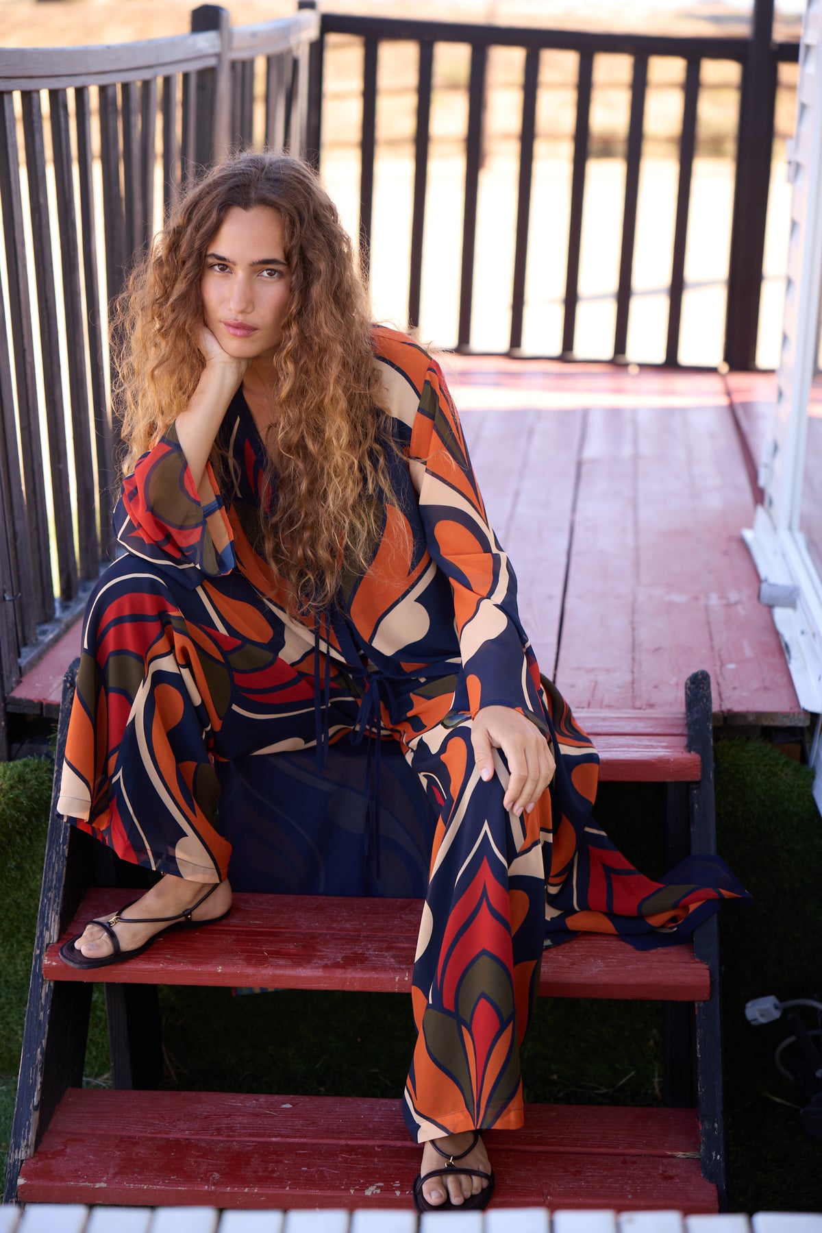 AZZURA KAFTAN - Kaftan maxi print geométrico