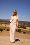 FABRIZIA WHITE - Vestido asimétrico blanco jacquard rosas