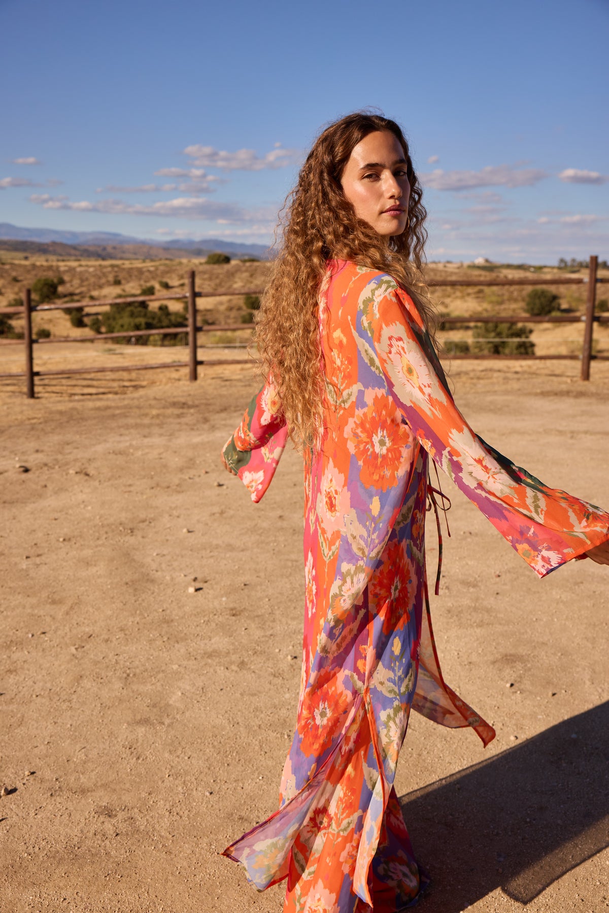 FESTA KAFTAN - Kaftán estampado rayas flores ikat