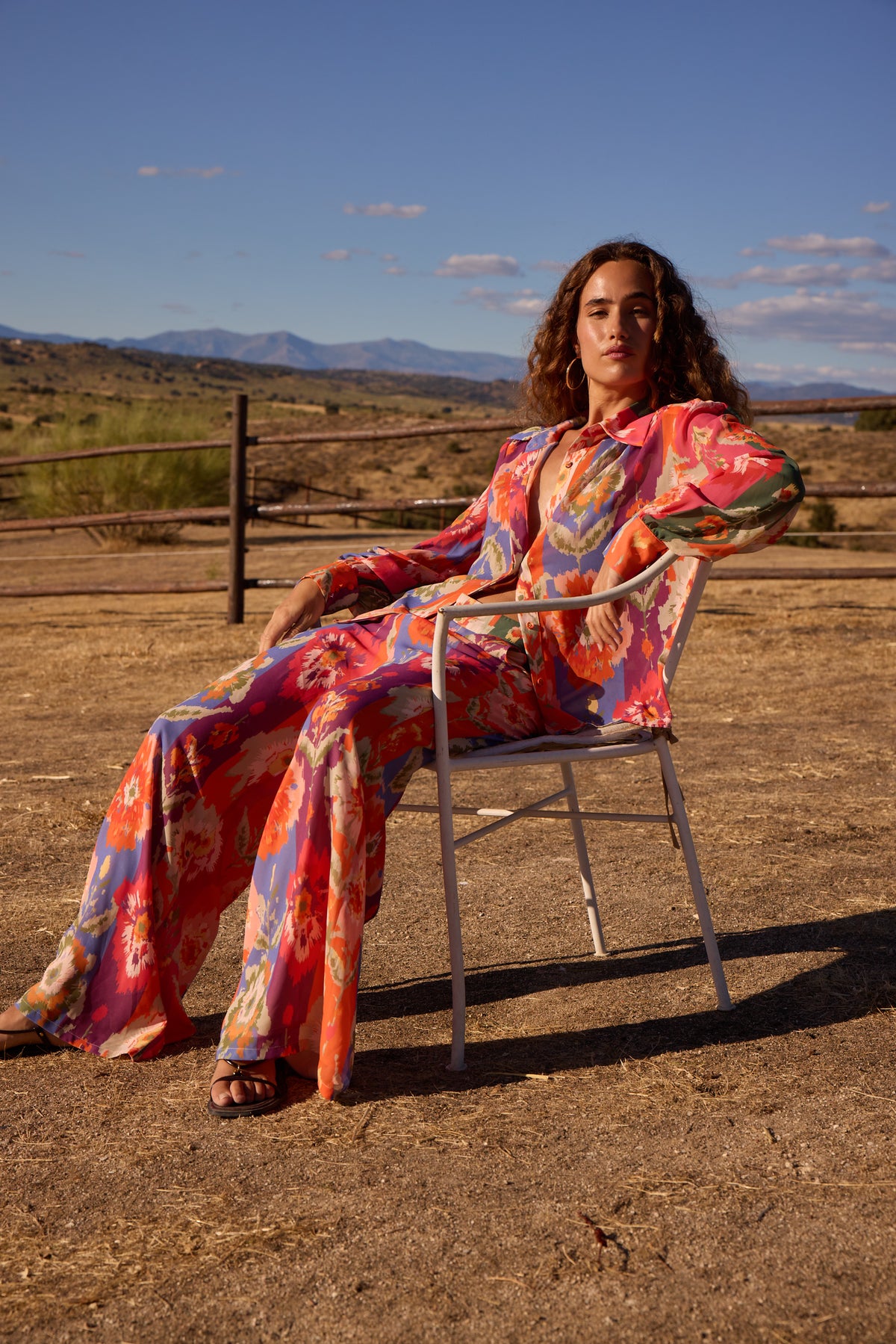 FESTA SHIRT - Camisa estampada rayas flores ikat