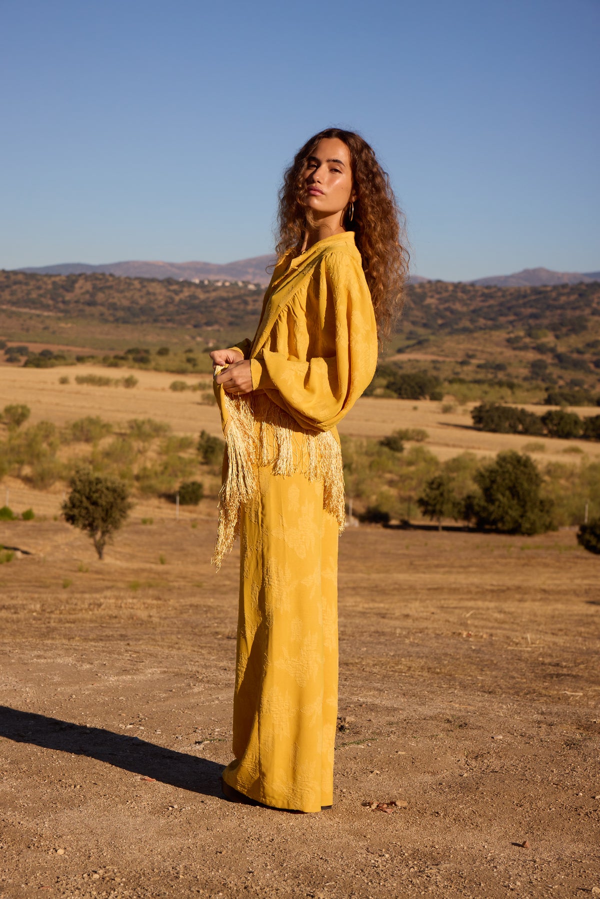 VITA YELLOW PANT - Pantalón jacquard amarillo