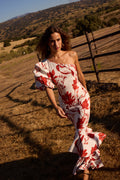 RENATA FLORES - Vestido asimétrico manga abullonada maxi flores
