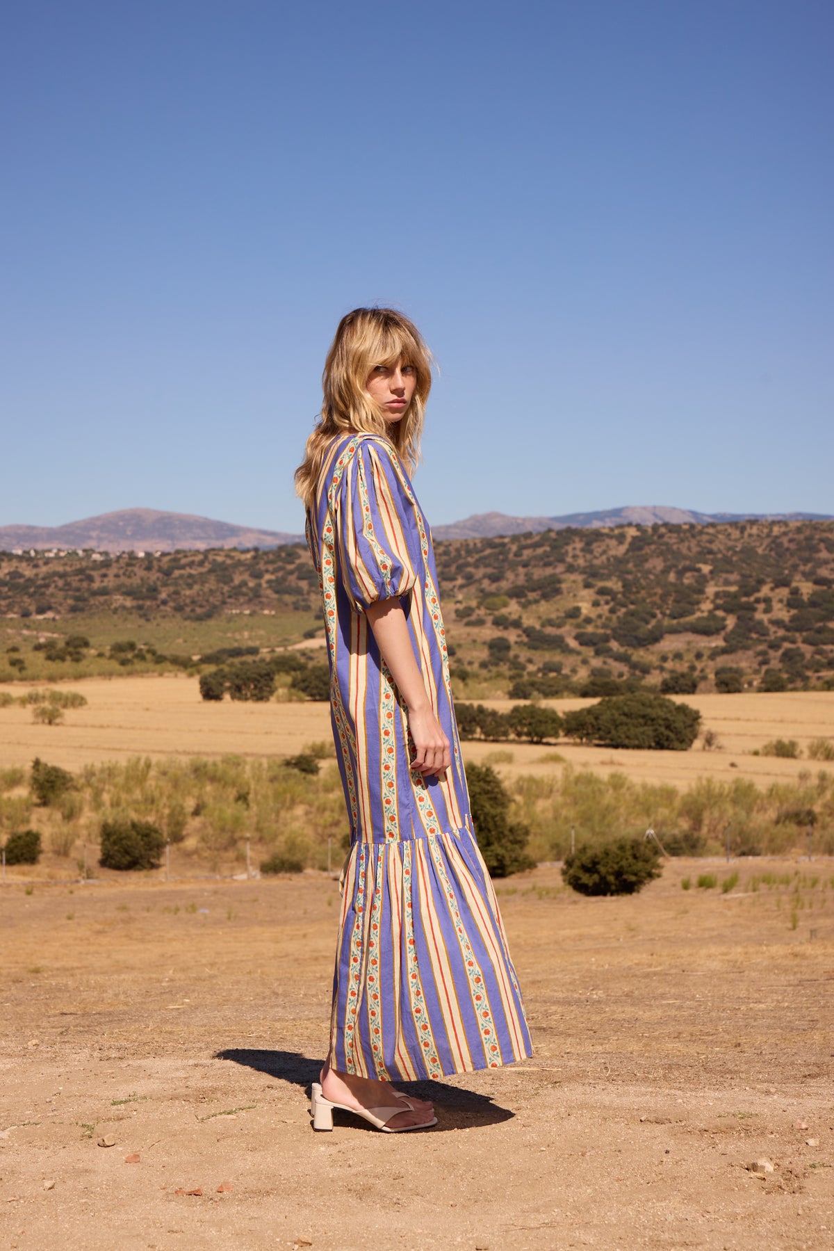 DOLCE BLUE - Vestido print rayas floral