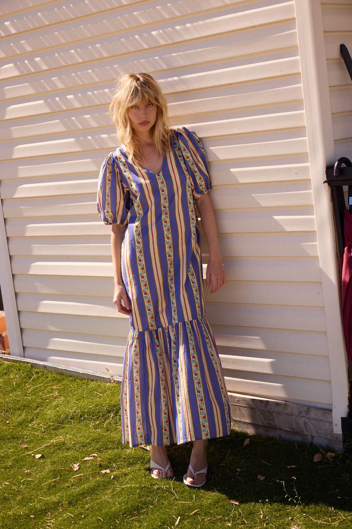 DOLCE BLUE - Vestido print rayas floral