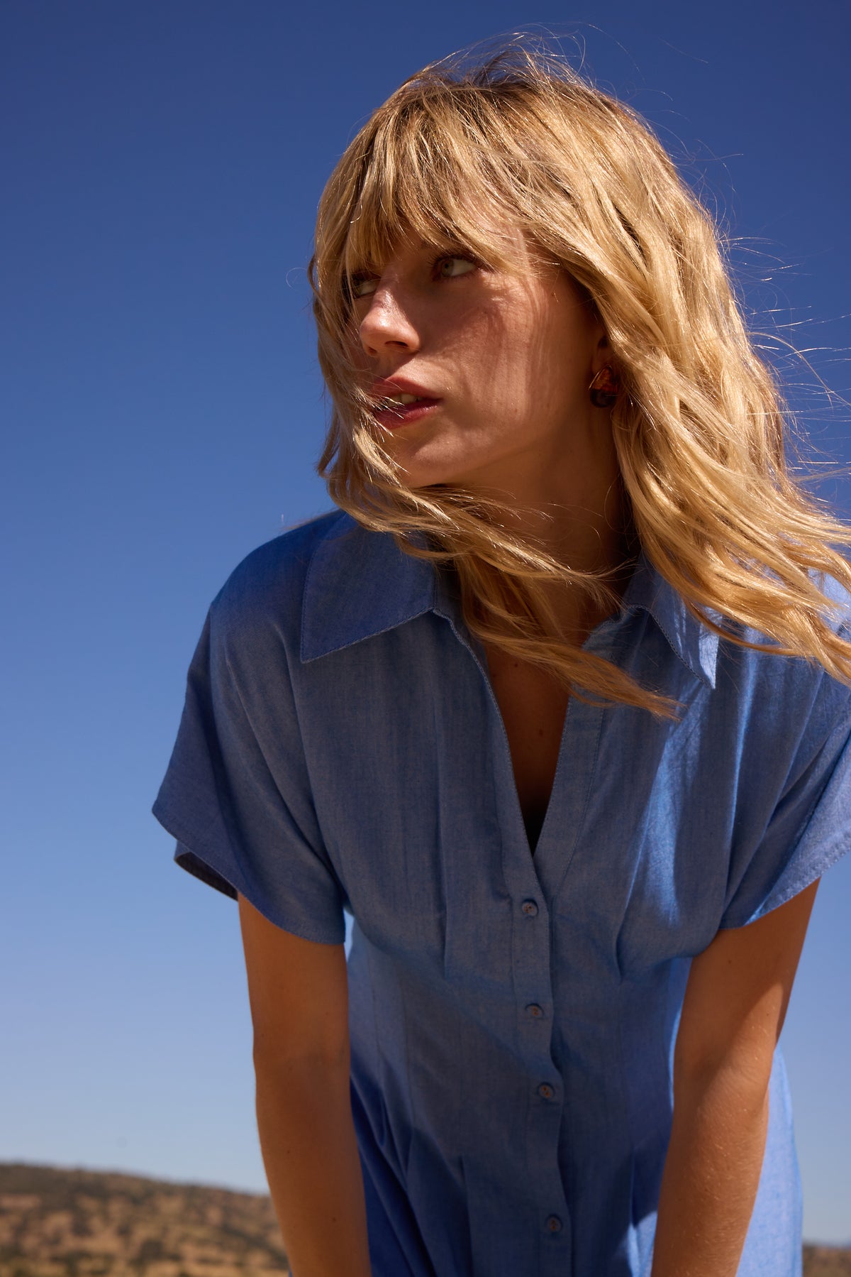 CANZONE - Vestido camisero denim bordado