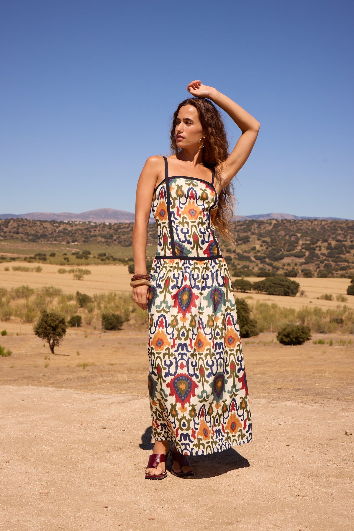 FRANCA FOLK - Vestido midi print multicolor