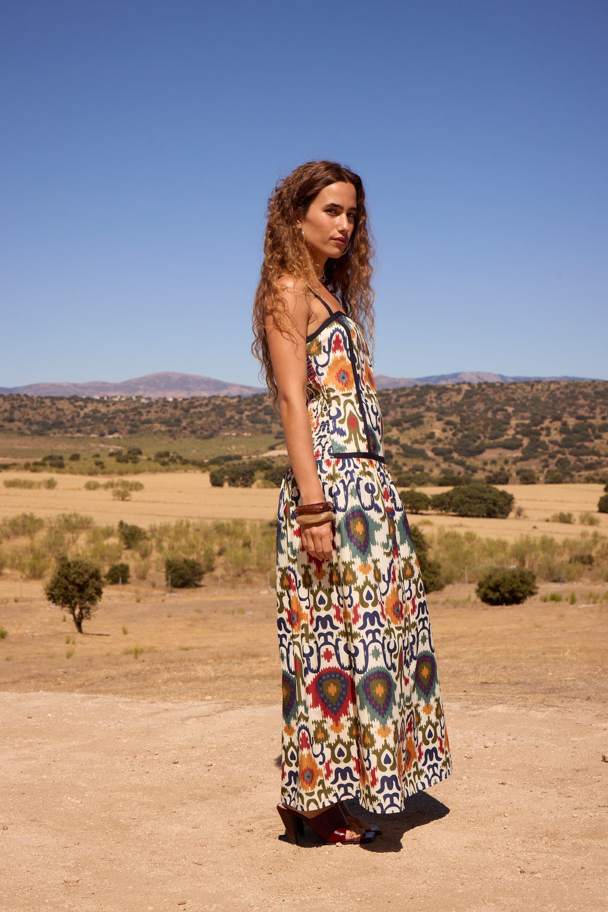 FRANCA FOLK - Vestido midi print multicolor