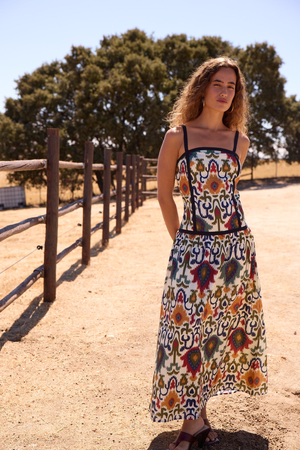 FRANCA FOLK - Vestido midi print multicolor