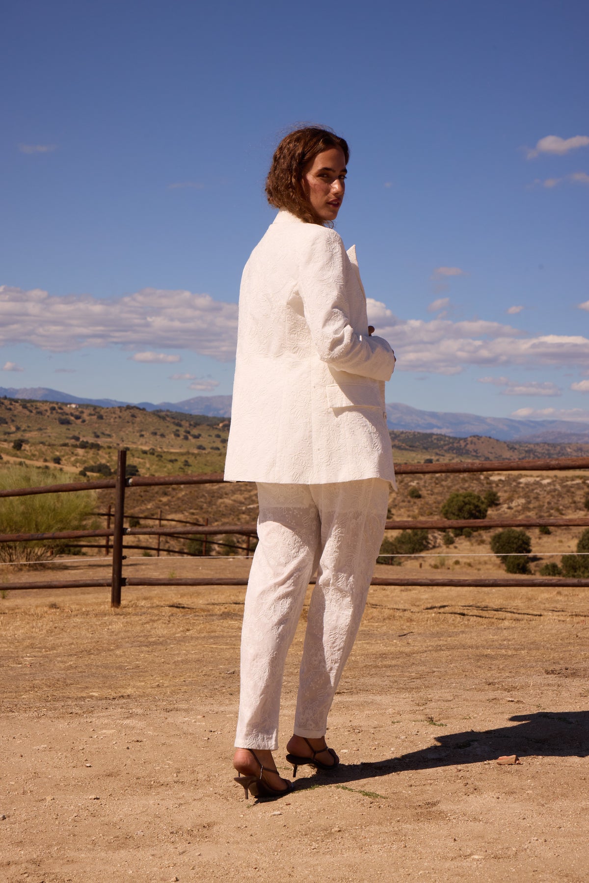 PAOLA PANT - Pantalón traje blanco textura fantasía