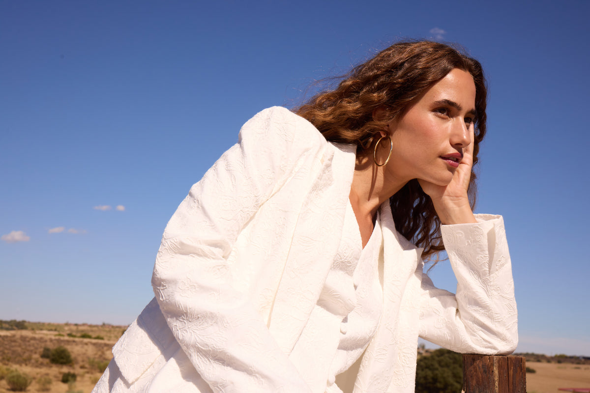 PAOLA JACKET - Americana traje blanco textura fantasía