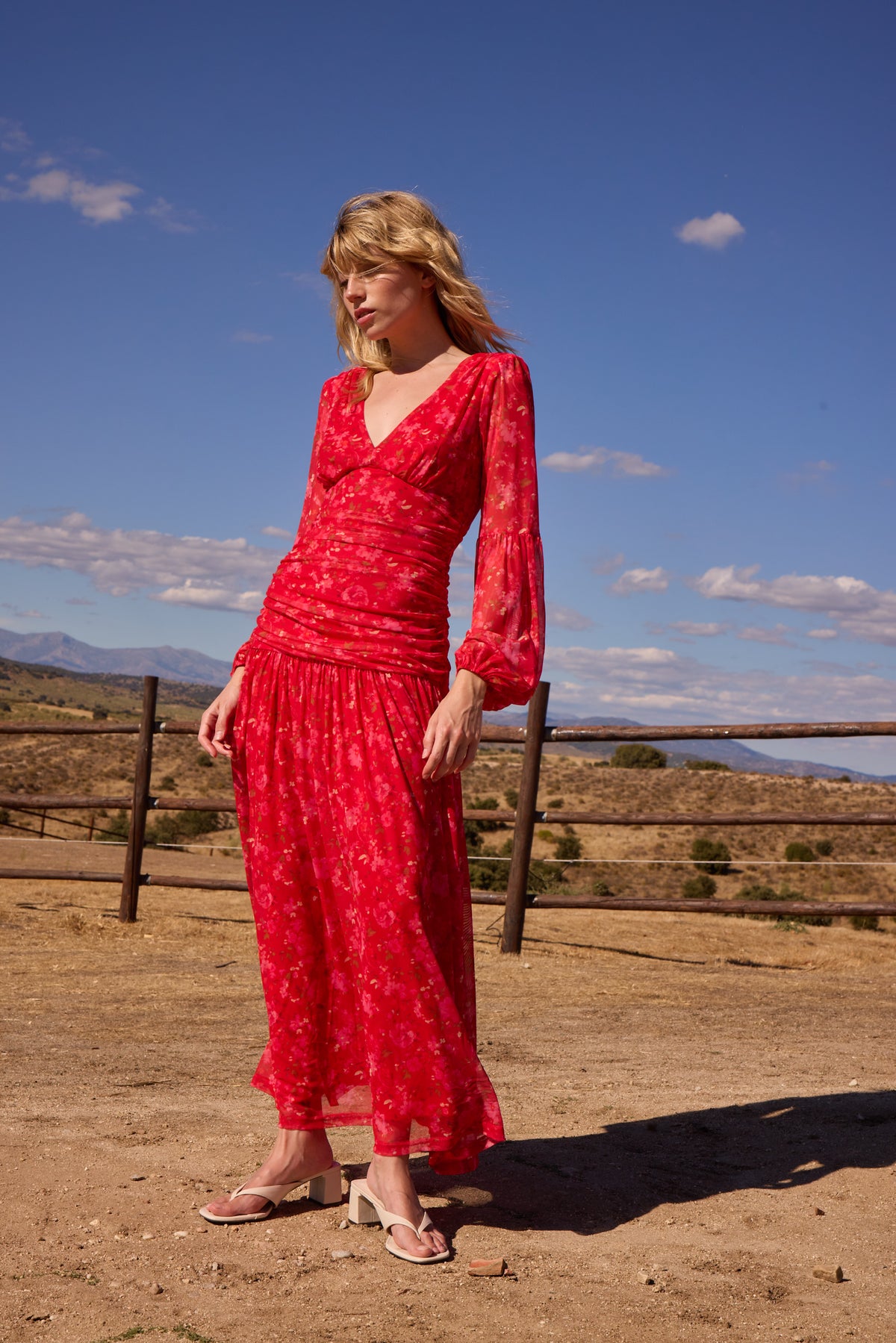 MILONGA - Vestido drapeado print floral