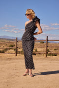 VALENTINA DOTS - Vestido asimétrico lunares detalle hombro
