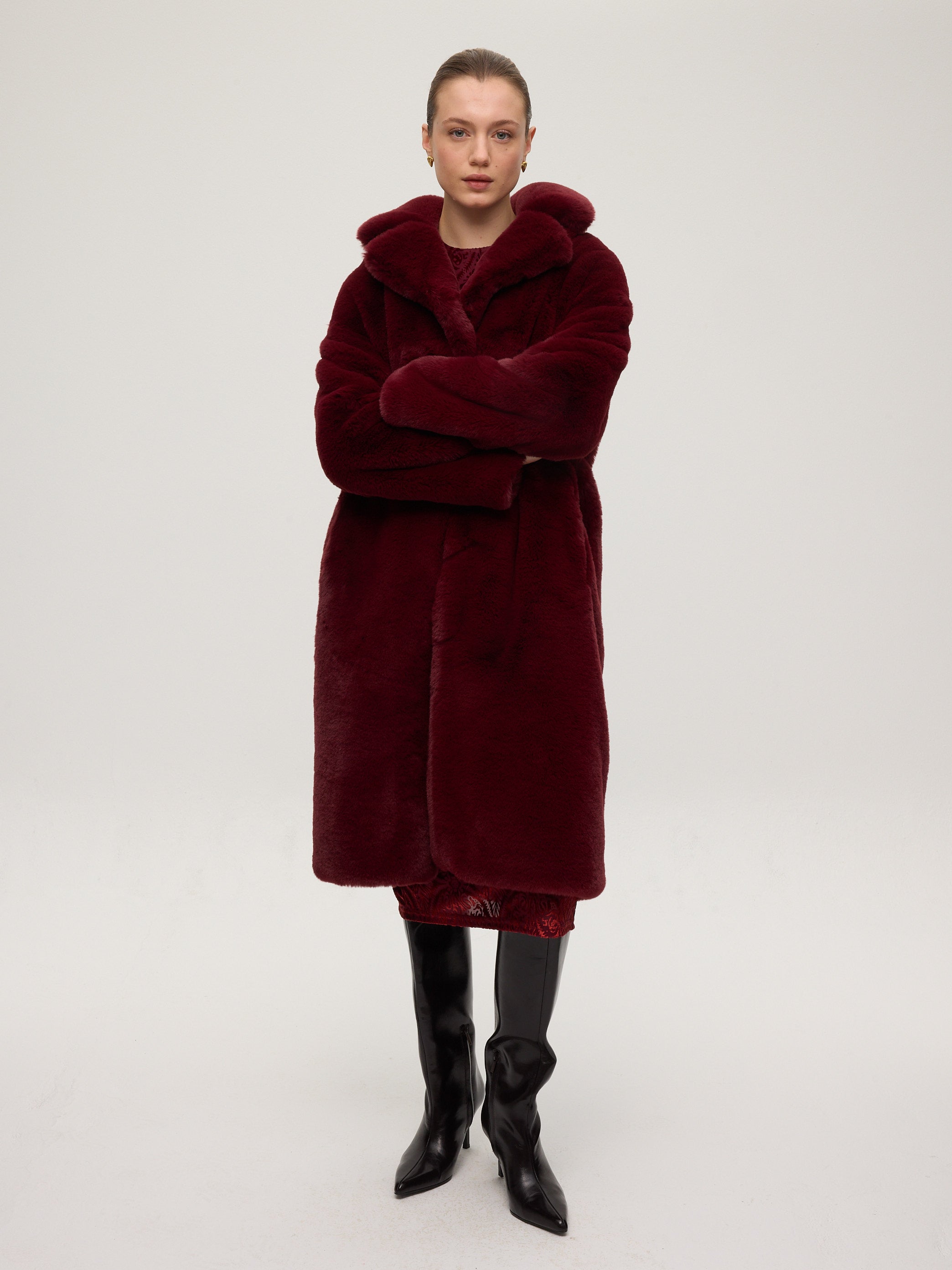 GLOBE BURGUNDY - Abrigo faux fur burgundy