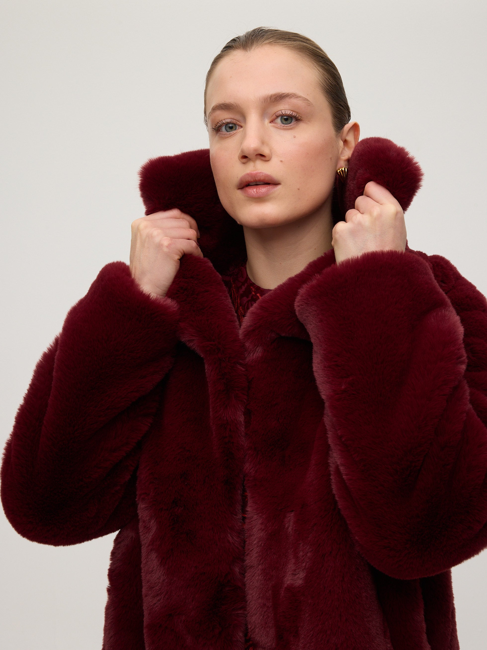 GLOBE BURGUNDY - Abrigo faux fur burgundy