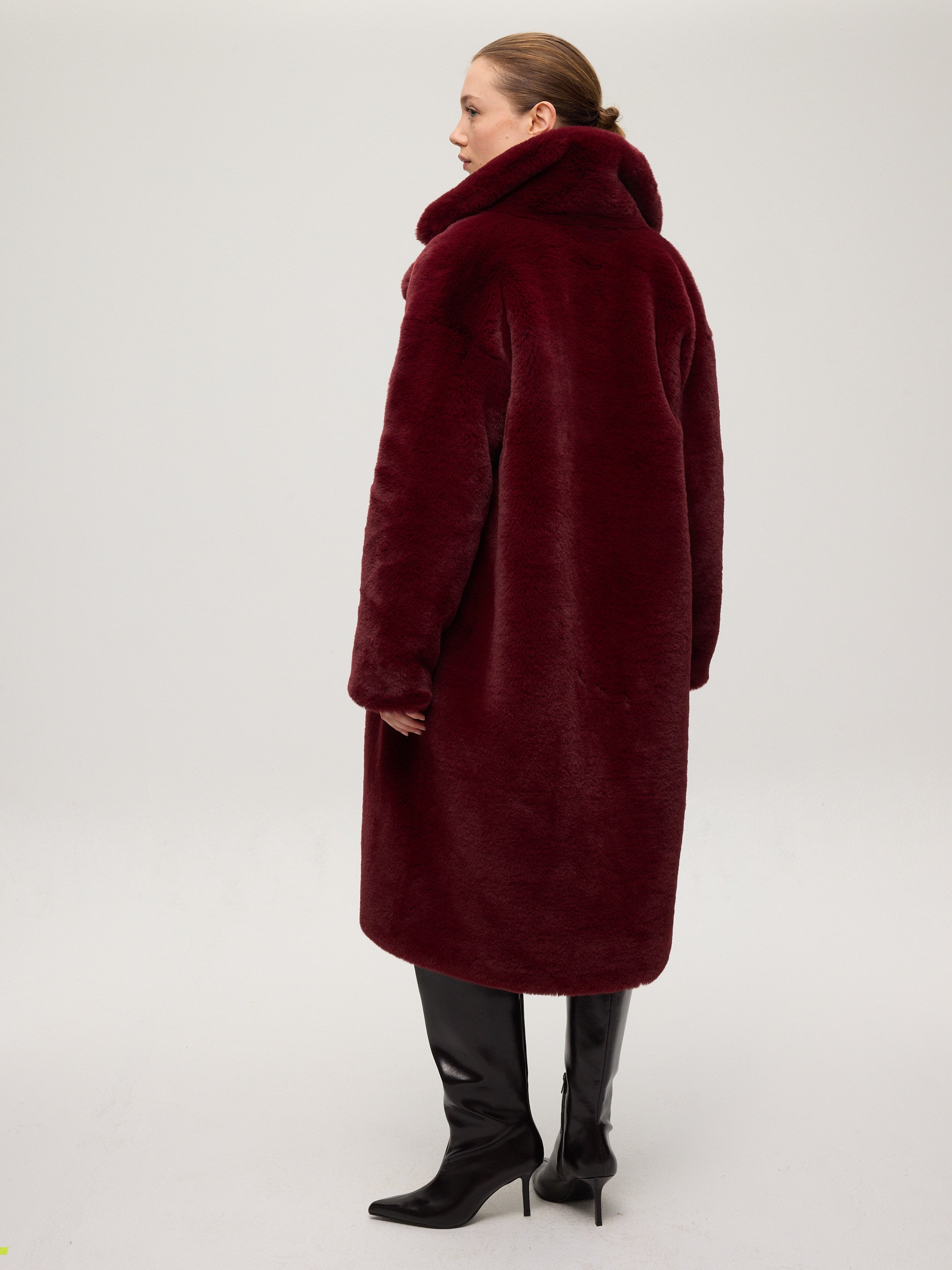 GLOBE BURGUNDY - Abrigo faux fur burgundy