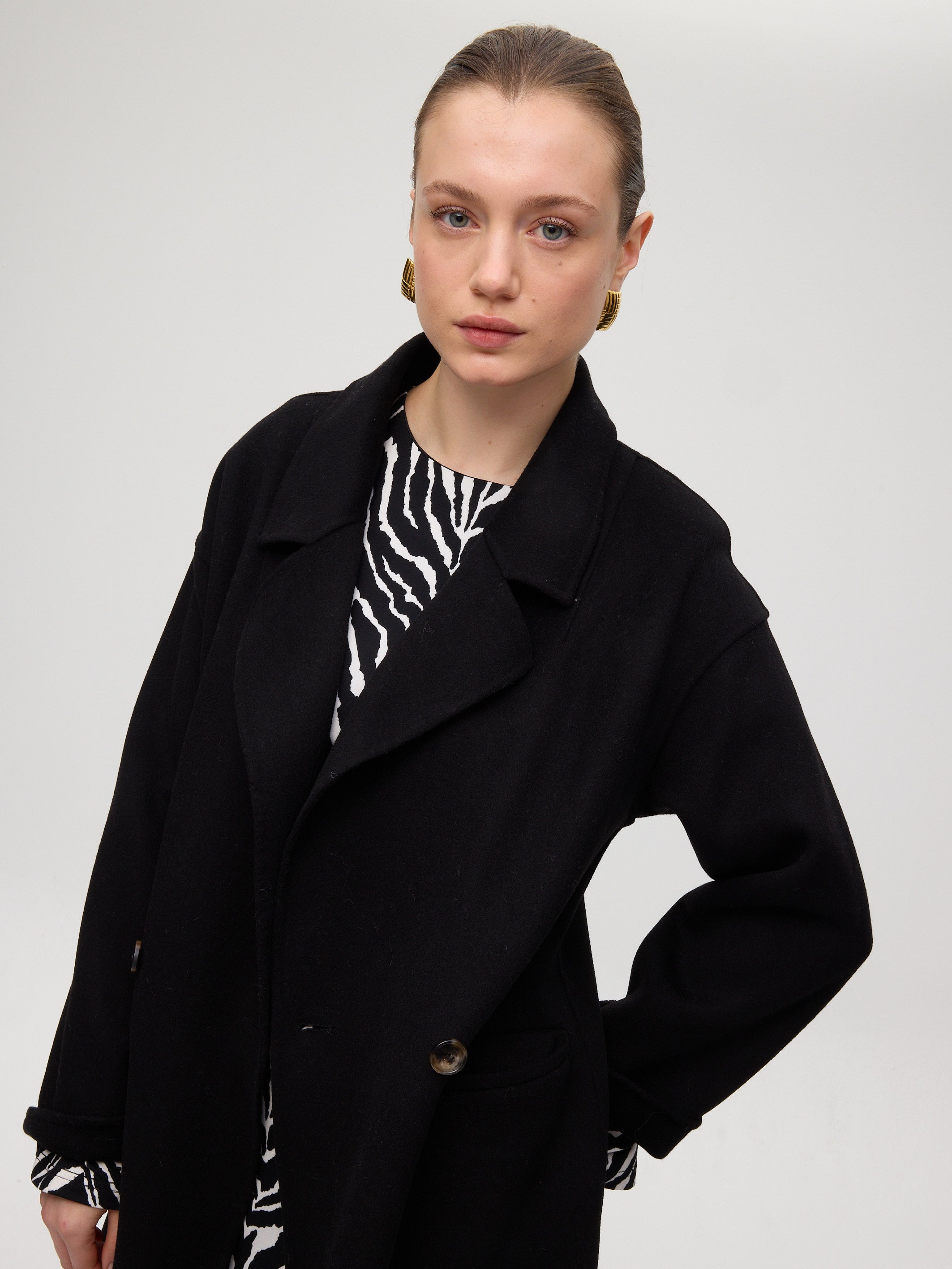 METRO BLACK - Abrigo largo sastrero paño negro