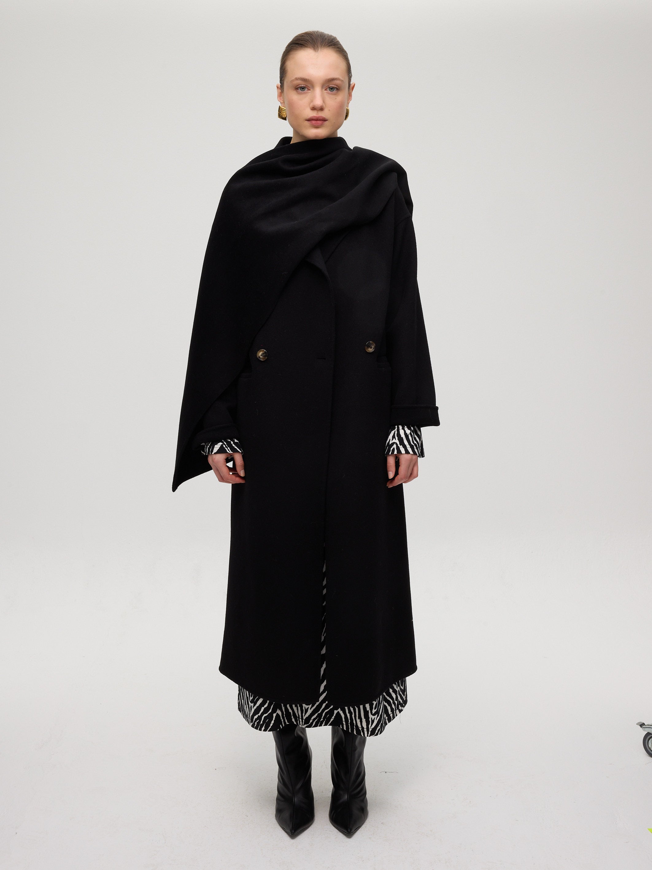 METRO BLACK - Abrigo largo sastrero paño negro