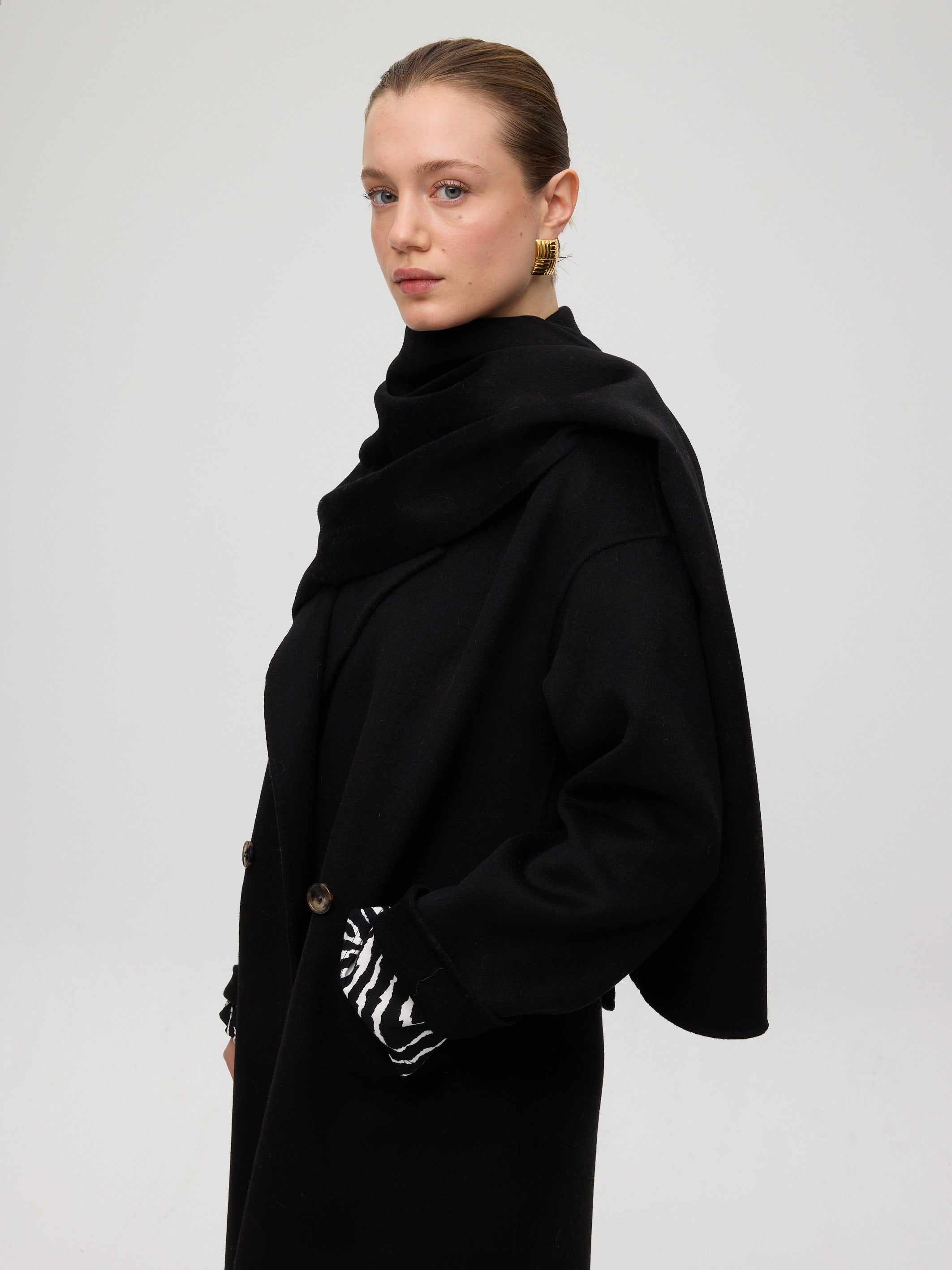 METRO BLACK - Abrigo largo sastrero paño negro