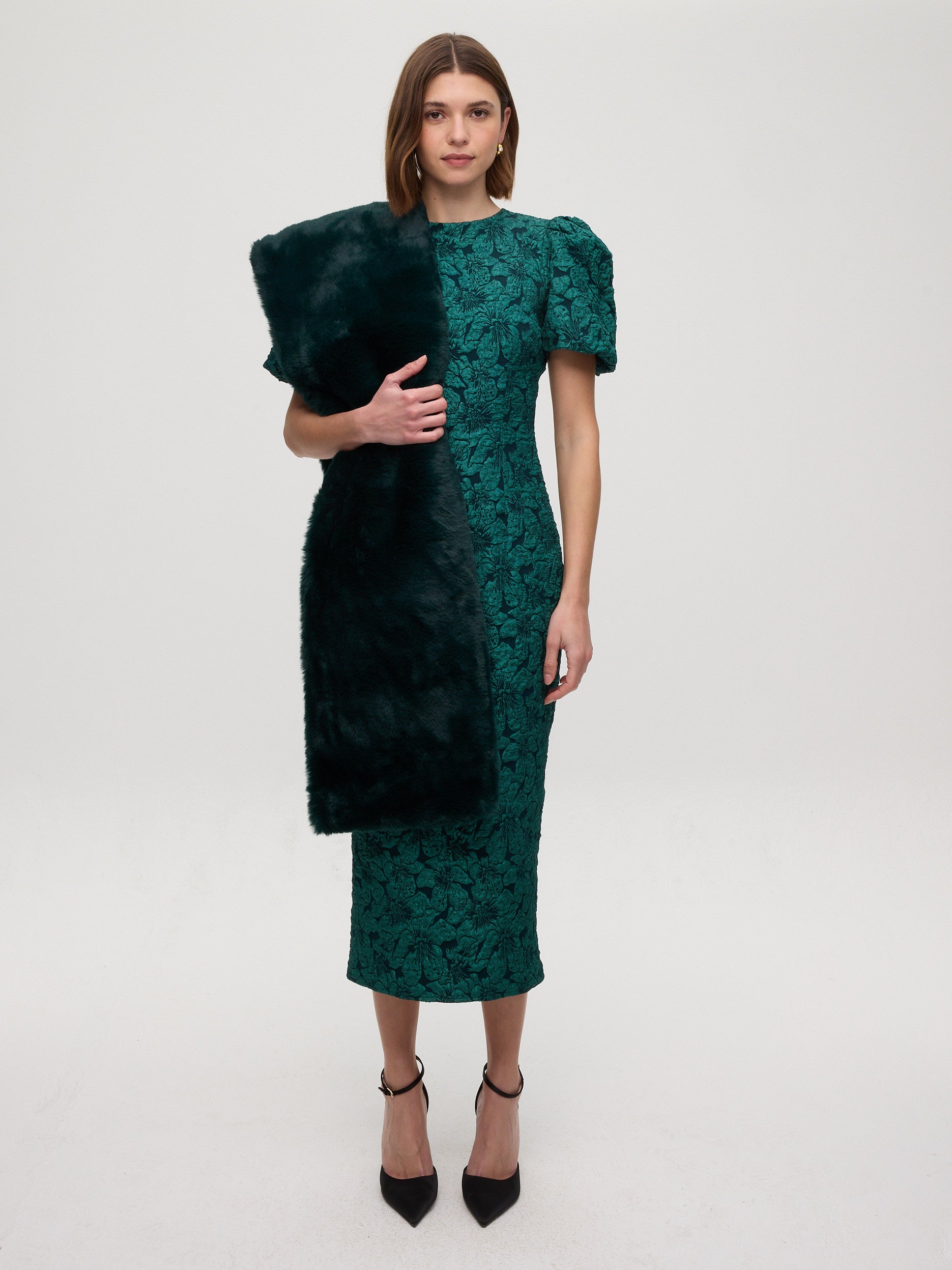 CROWD GREEN - Estola faux fur verde