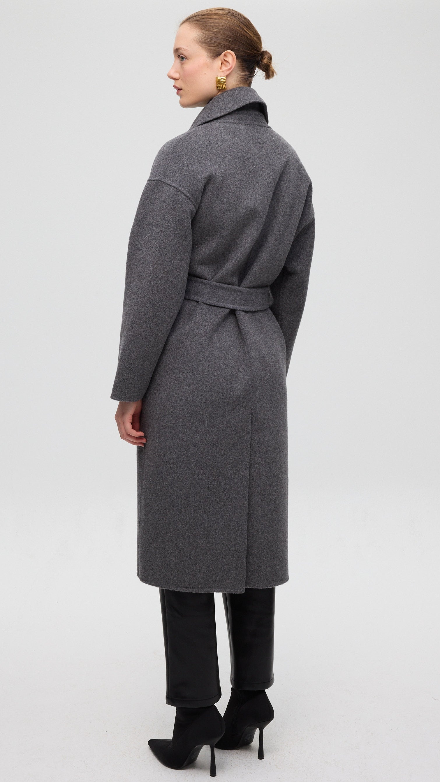 ART GREY - Abrigo lana paño gris