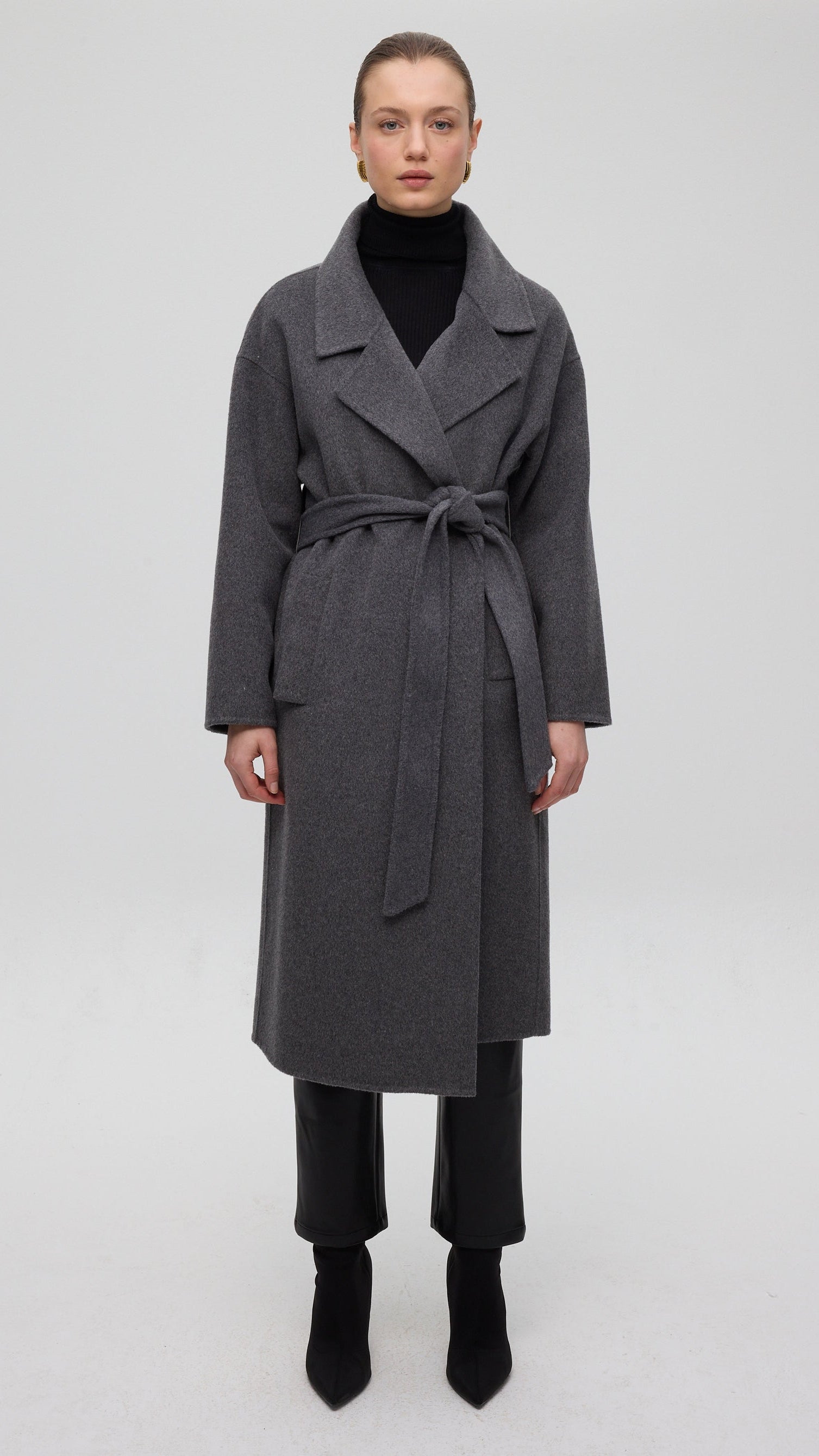 ART GREY - Abrigo lana paño gris