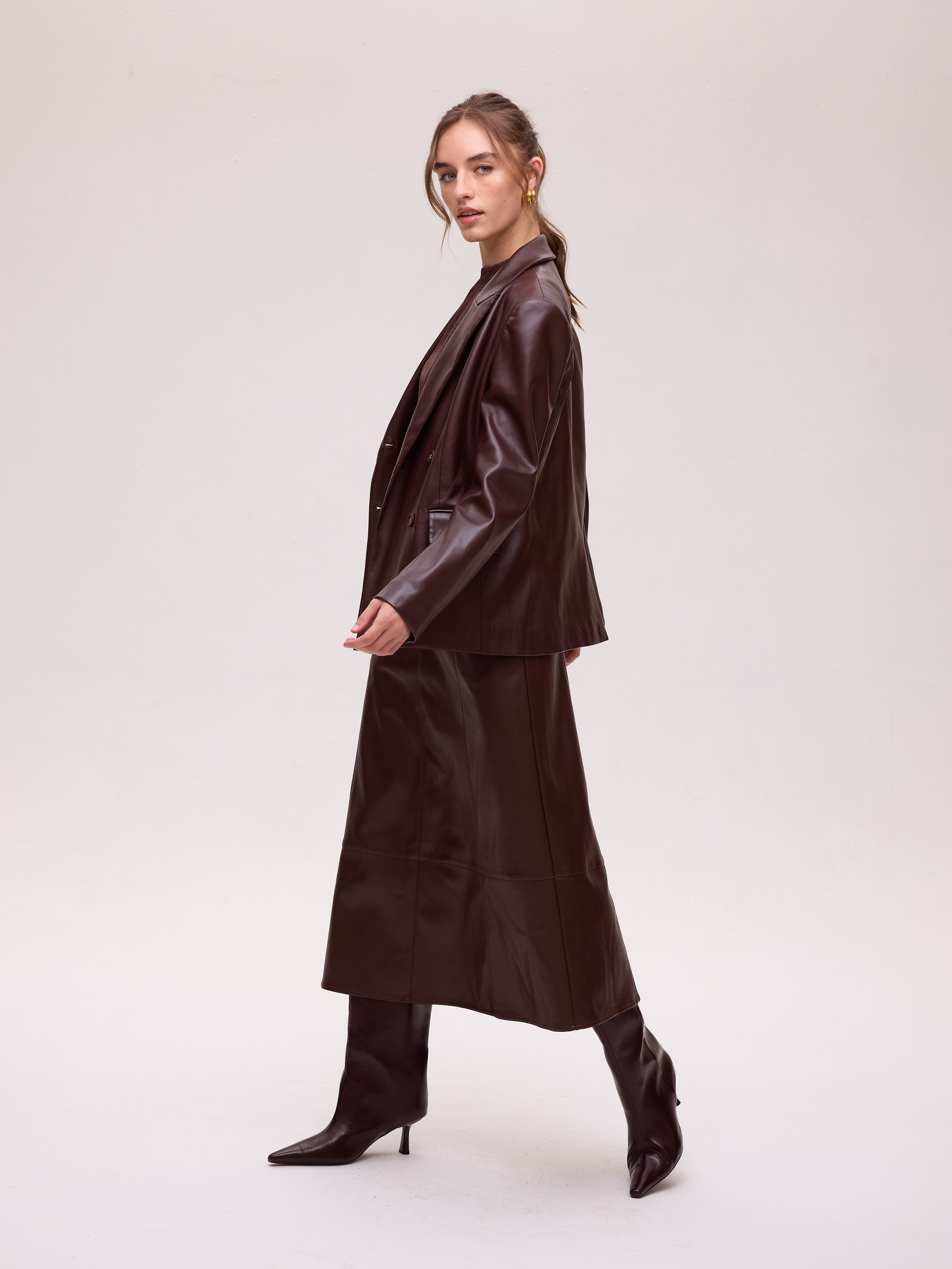 VIENTO GRANA TOP - Blazer cruzada polipiel grana