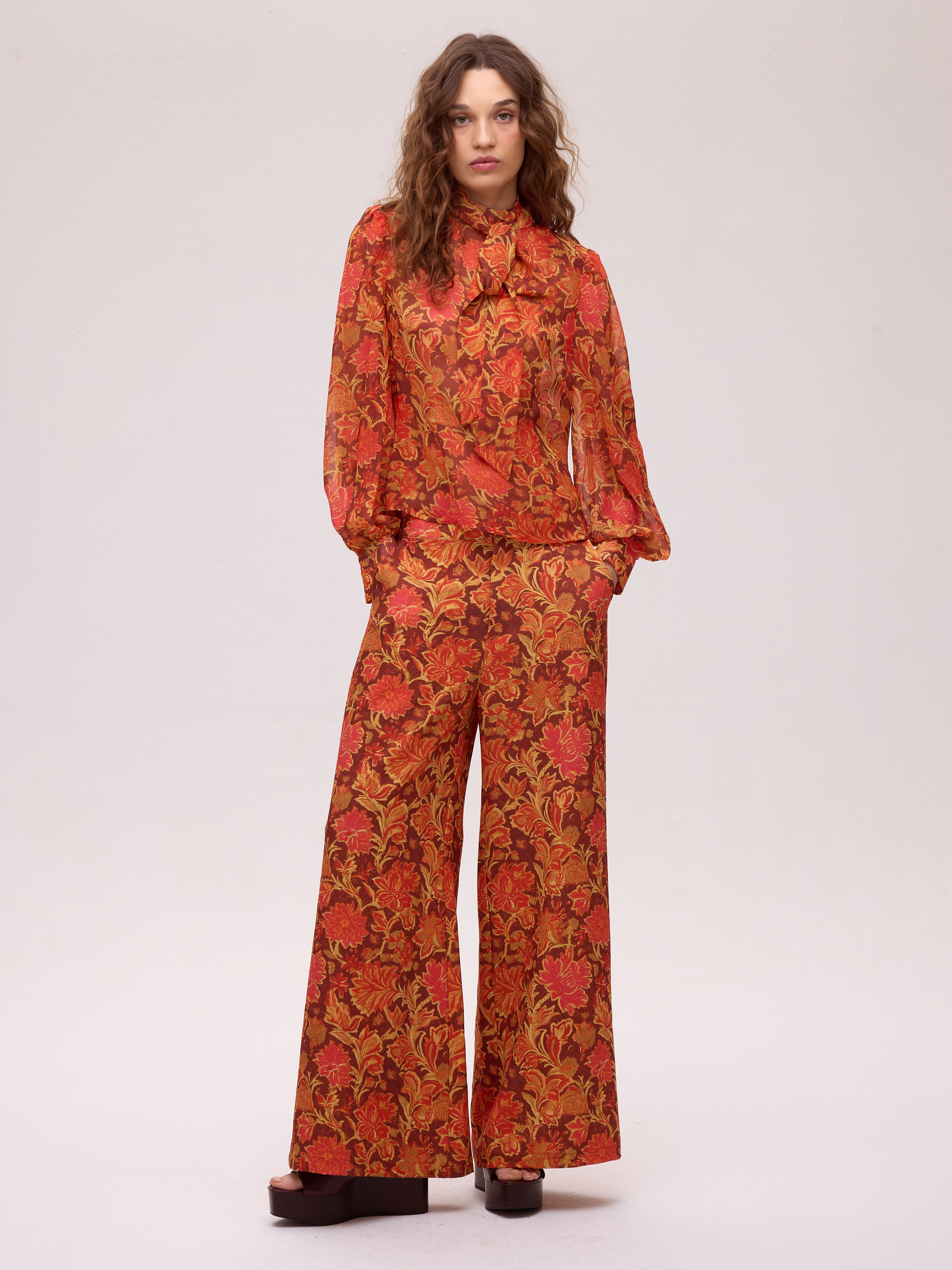 EARTH FLOWERS PANT - Pantalón wide leg estampado floral