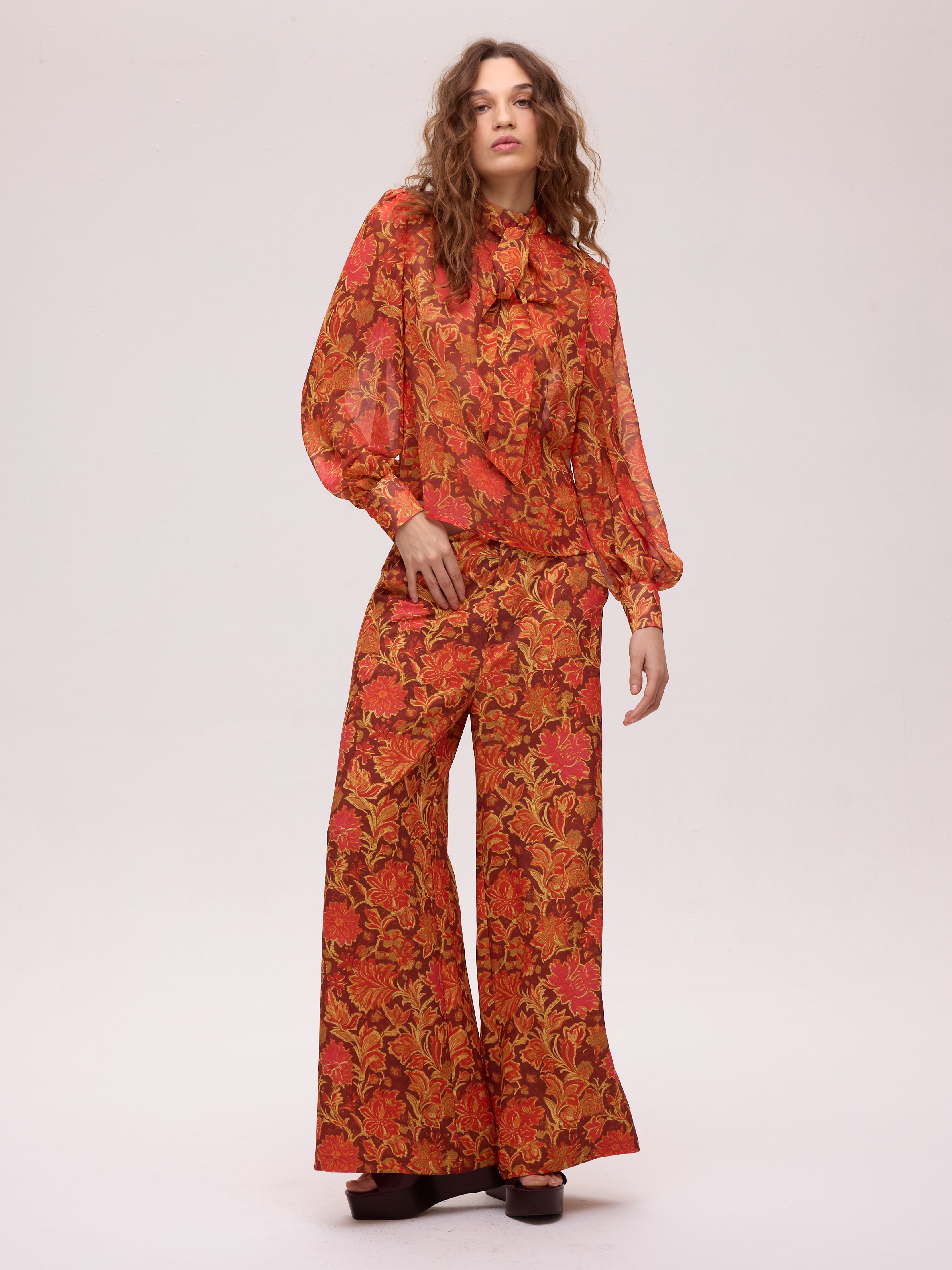 EARTH FLOWERS PANT - Pantalón wide leg estampado floral