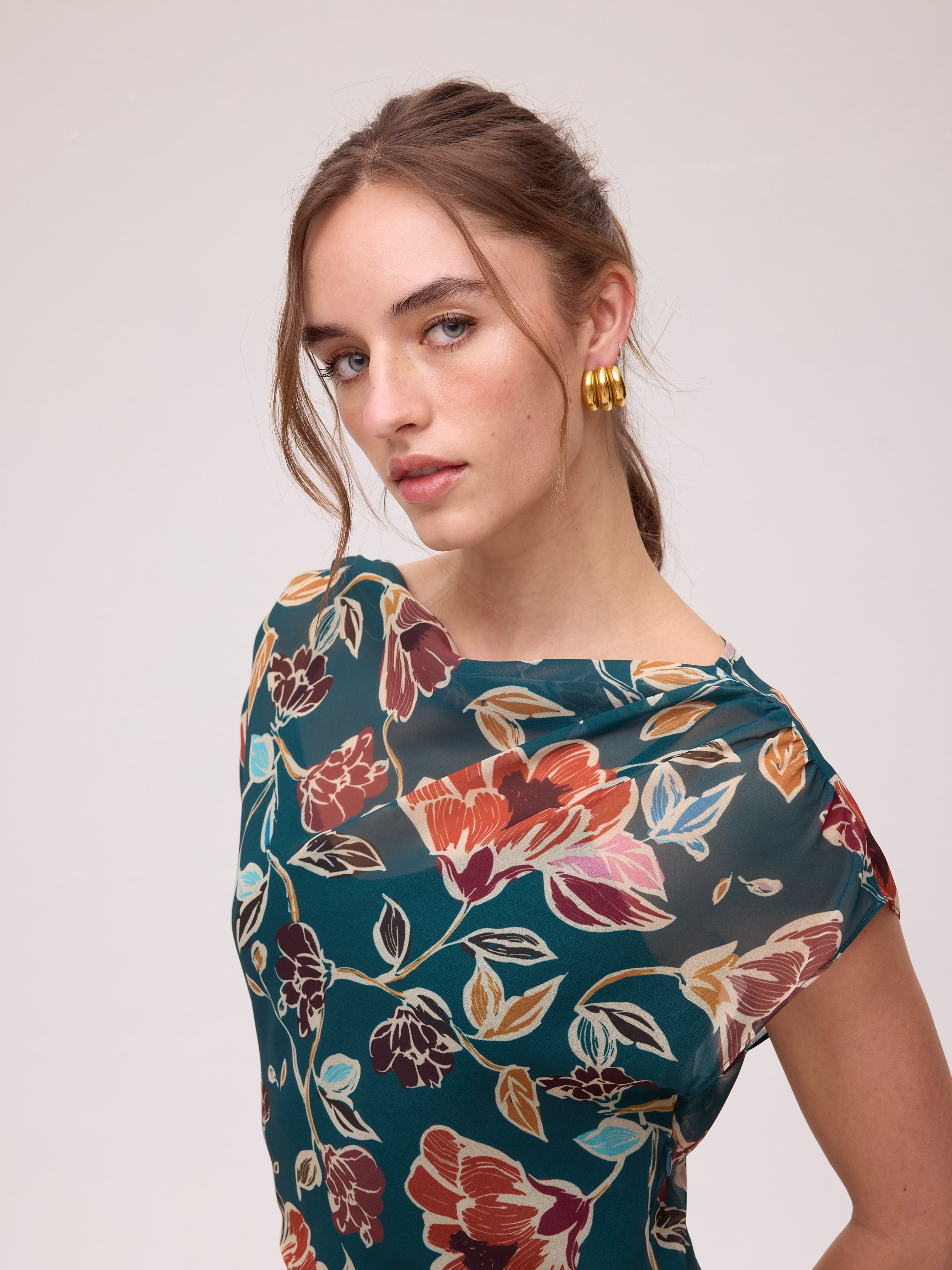 ETOILE FLOWERS - Vestido largo gasa estampado flores