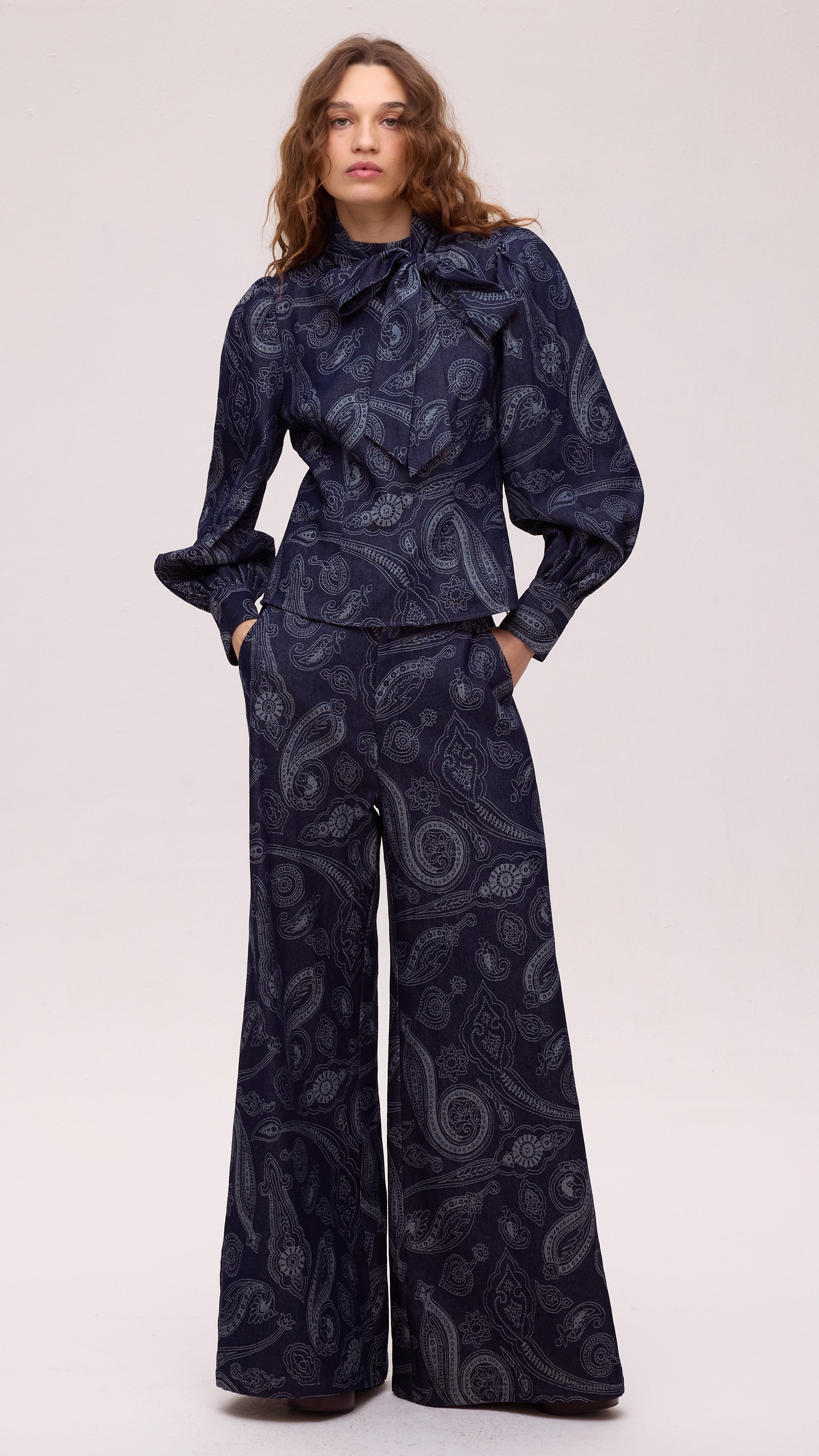 EARTH DENIM TOP - Camisa vaquera print paisley lazada