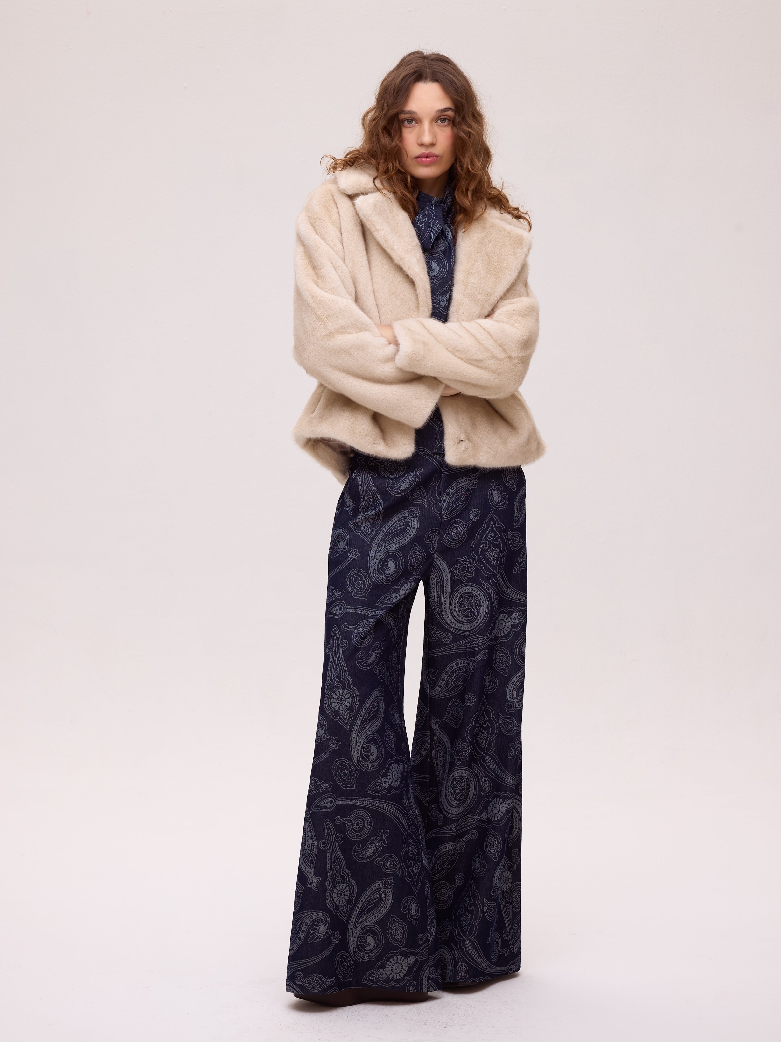 FREEWAY ECRU - Chaquetón corto faux fur ecru