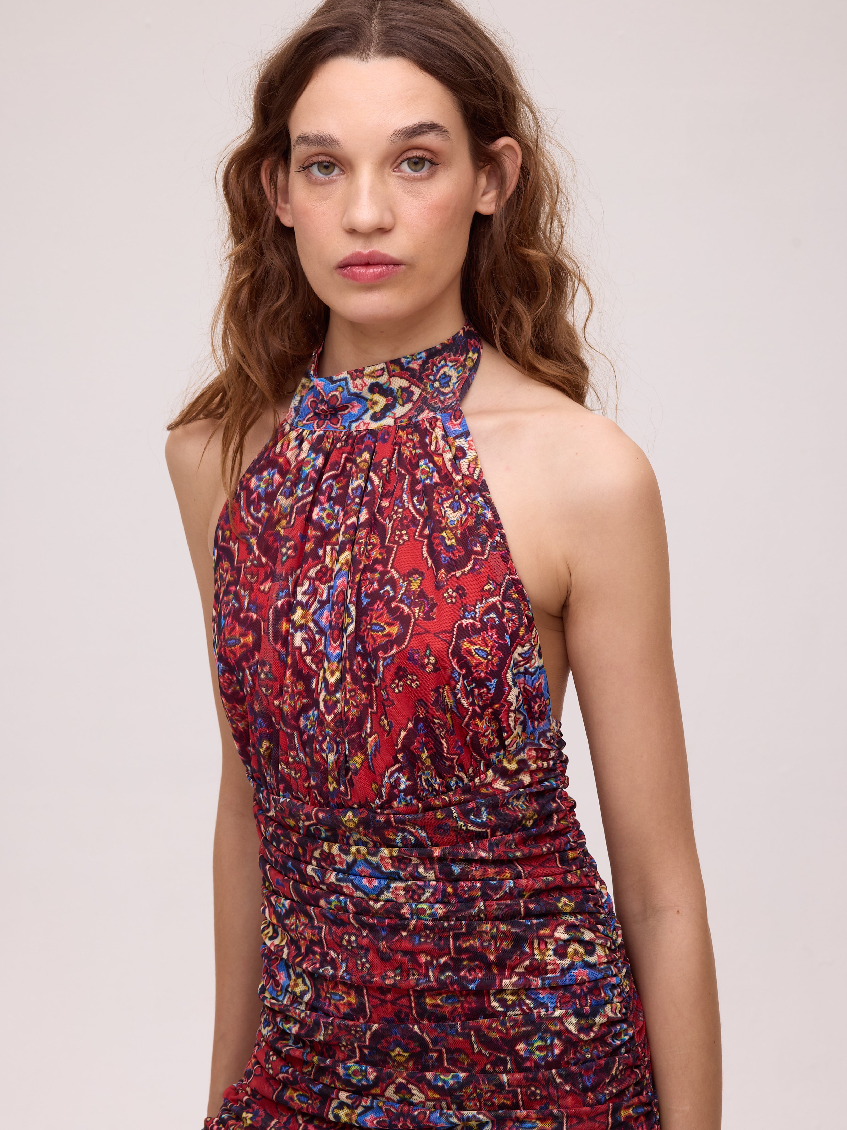 MISTRAL PRINT - Vestido halter tejido tul estampado boho