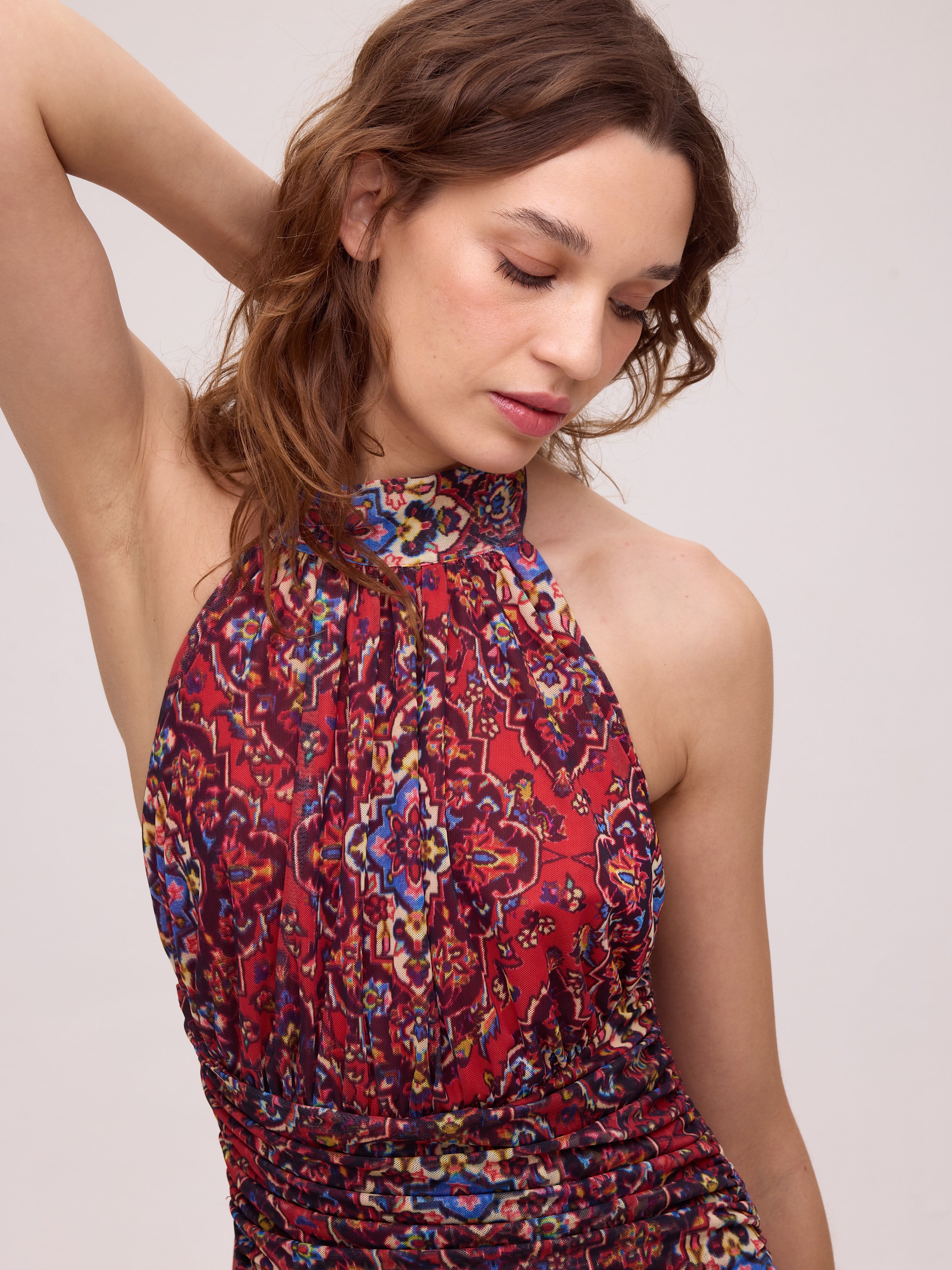 MISTRAL PRINT - Vestido halter tejido tul estampado boho