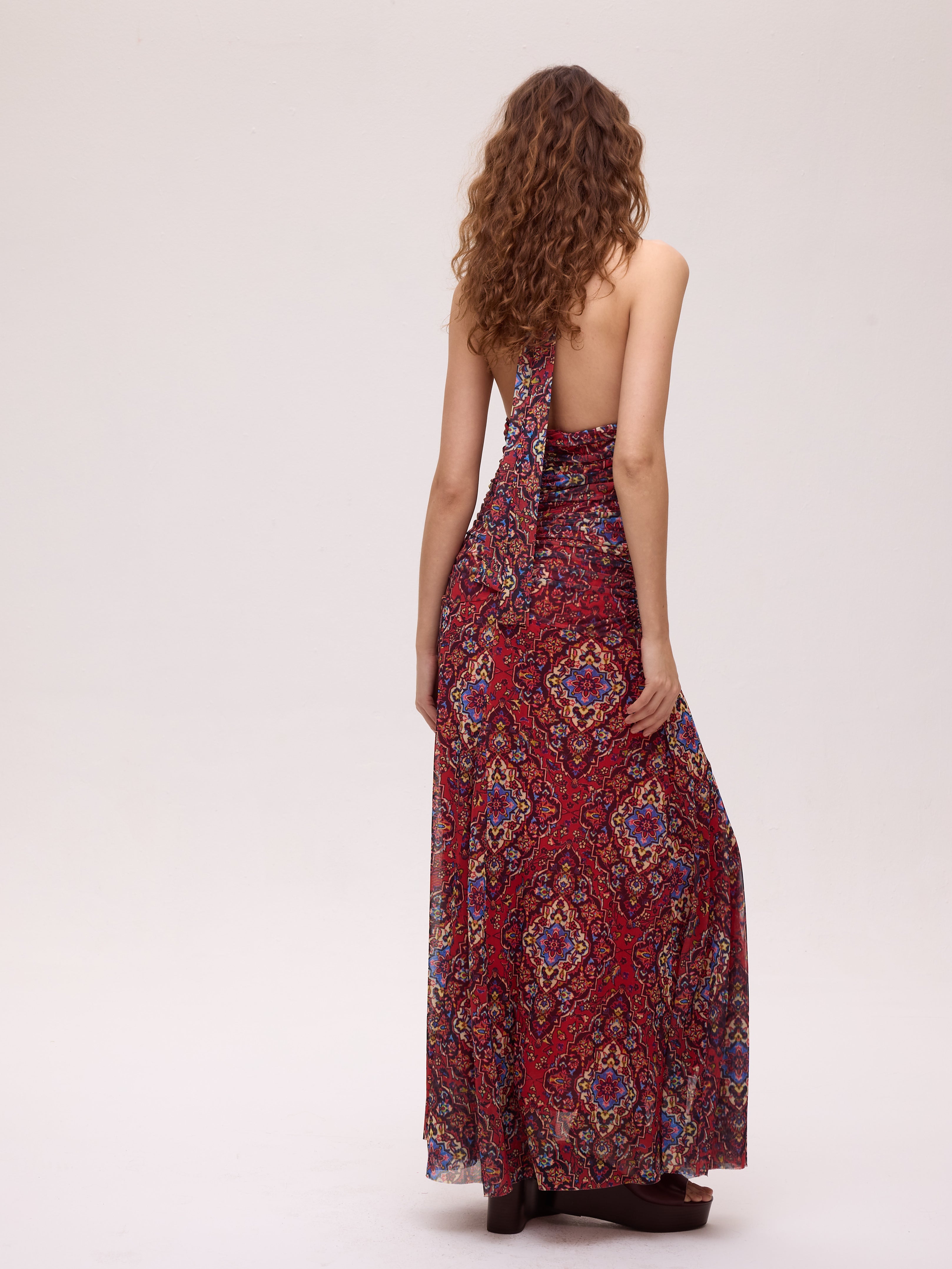 MISTRAL PRINT - Vestido halter tejido tul estampado boho