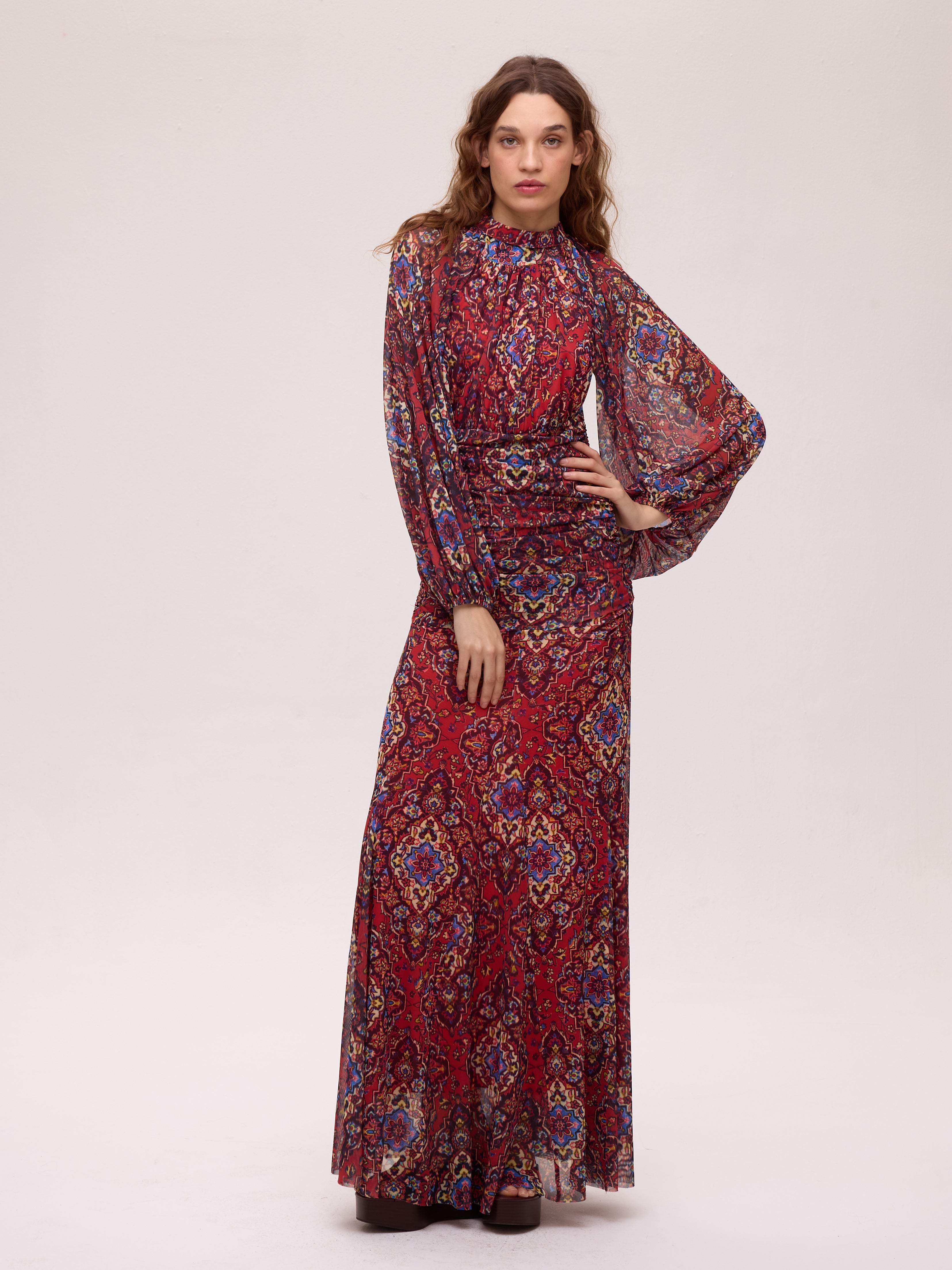 MISTRAL PRINT - Vestido halter tejido tul estampado boho