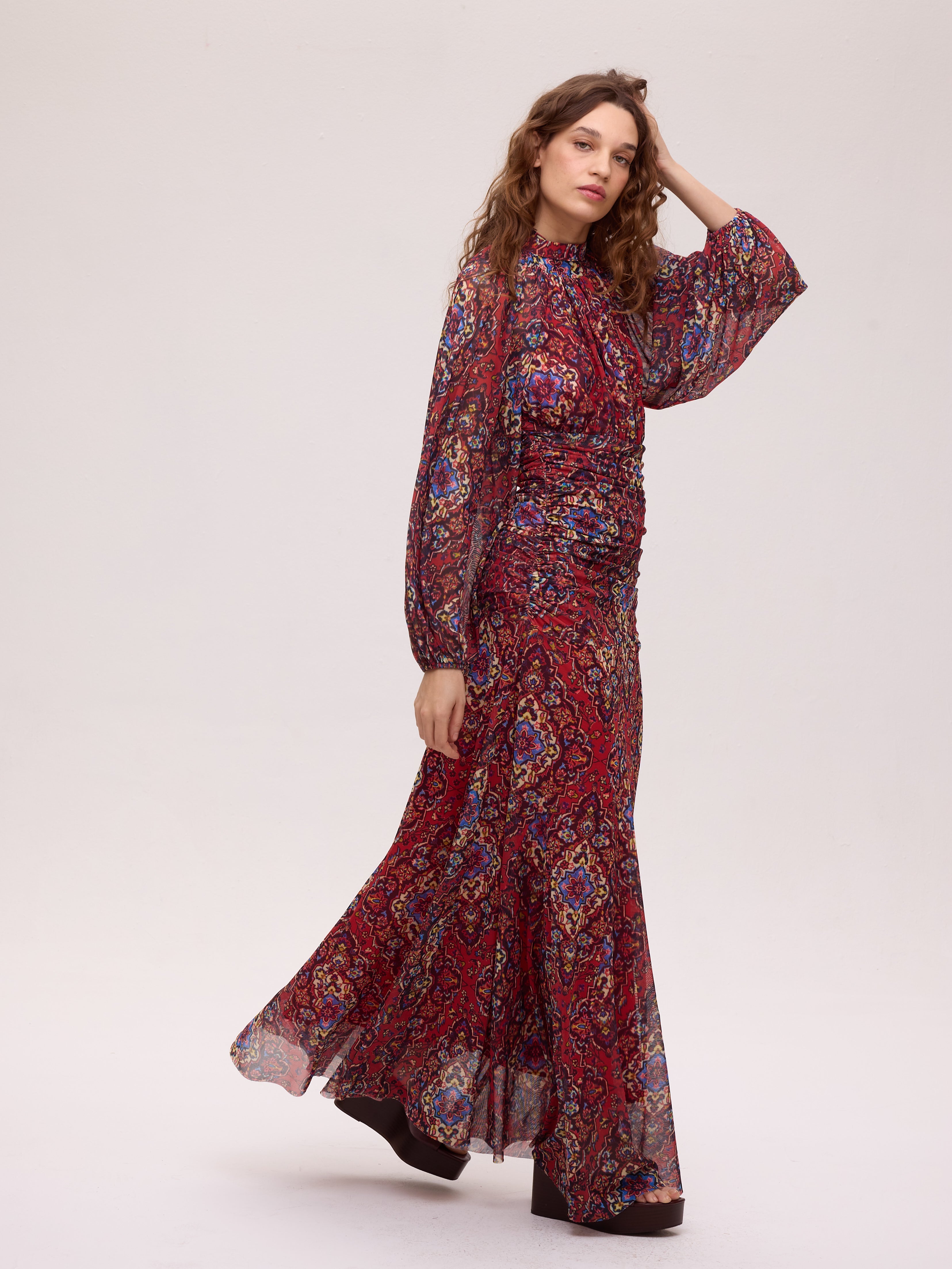 MISTRAL PRINT - Vestido halter tejido tul estampado boho