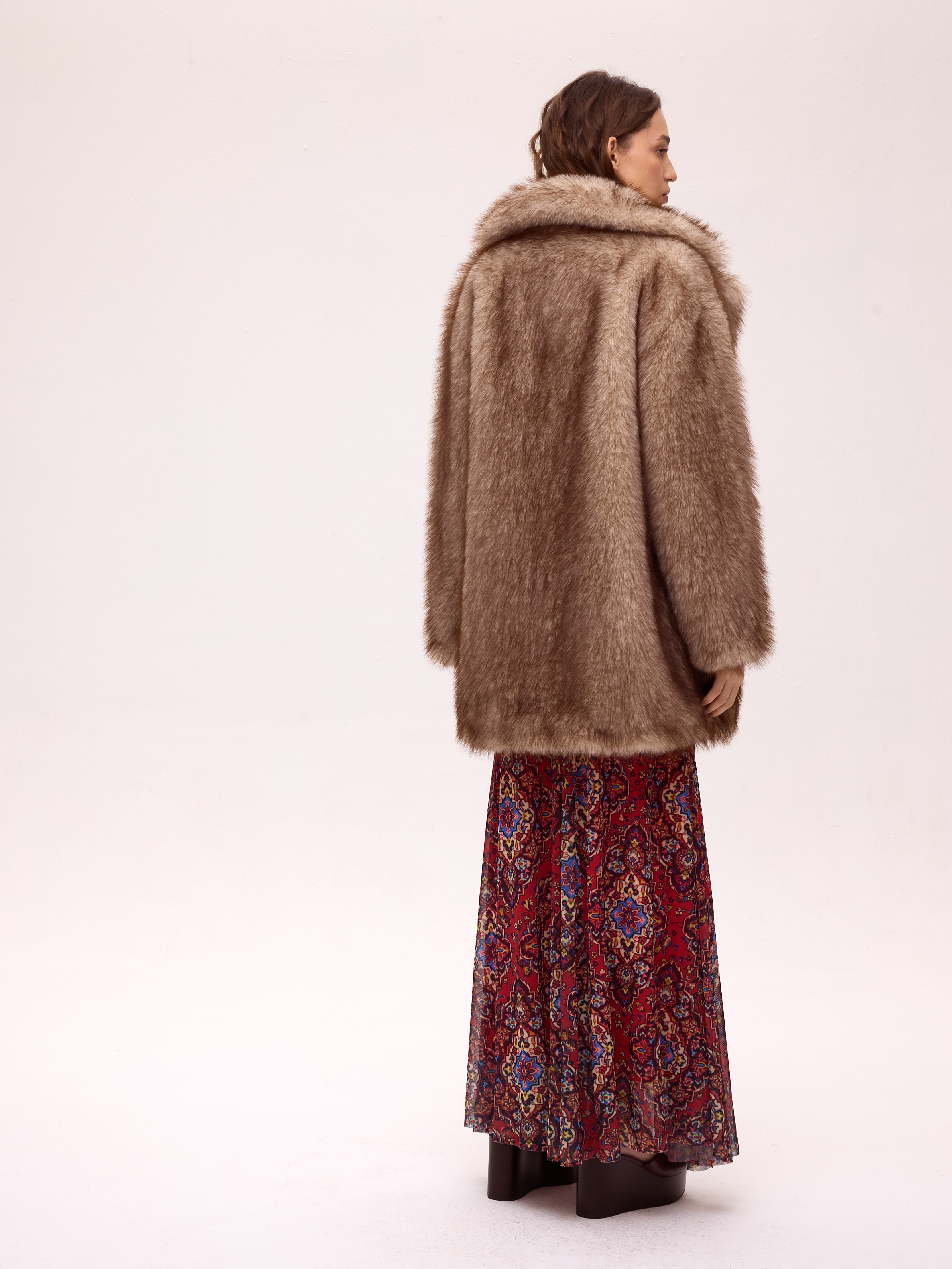 WORLD RAW - Abrigo faux fur - Color natural