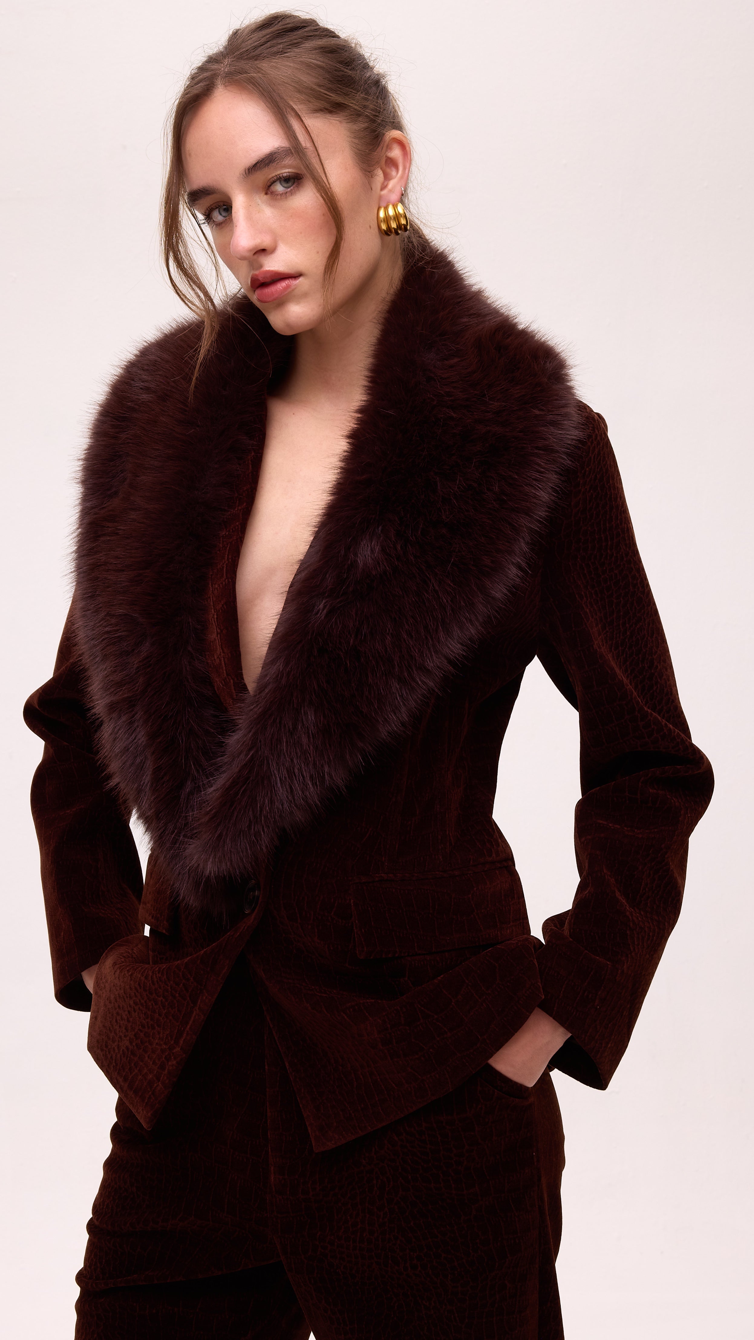FLASH BROWN - Cuello faux fur - Marrón