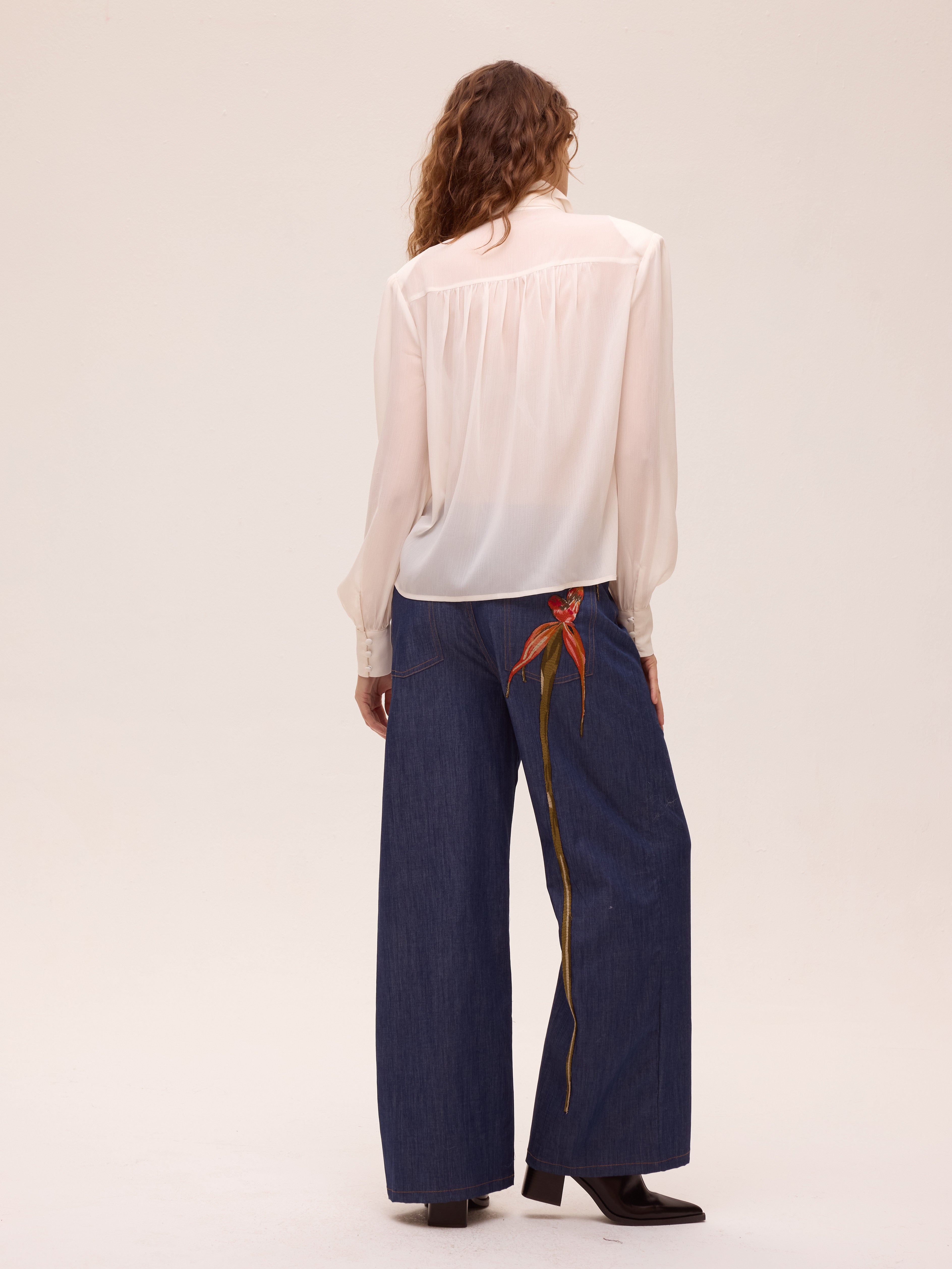 DUSK DENIM PANT - Pantalón cinco bolsillos denim bordado