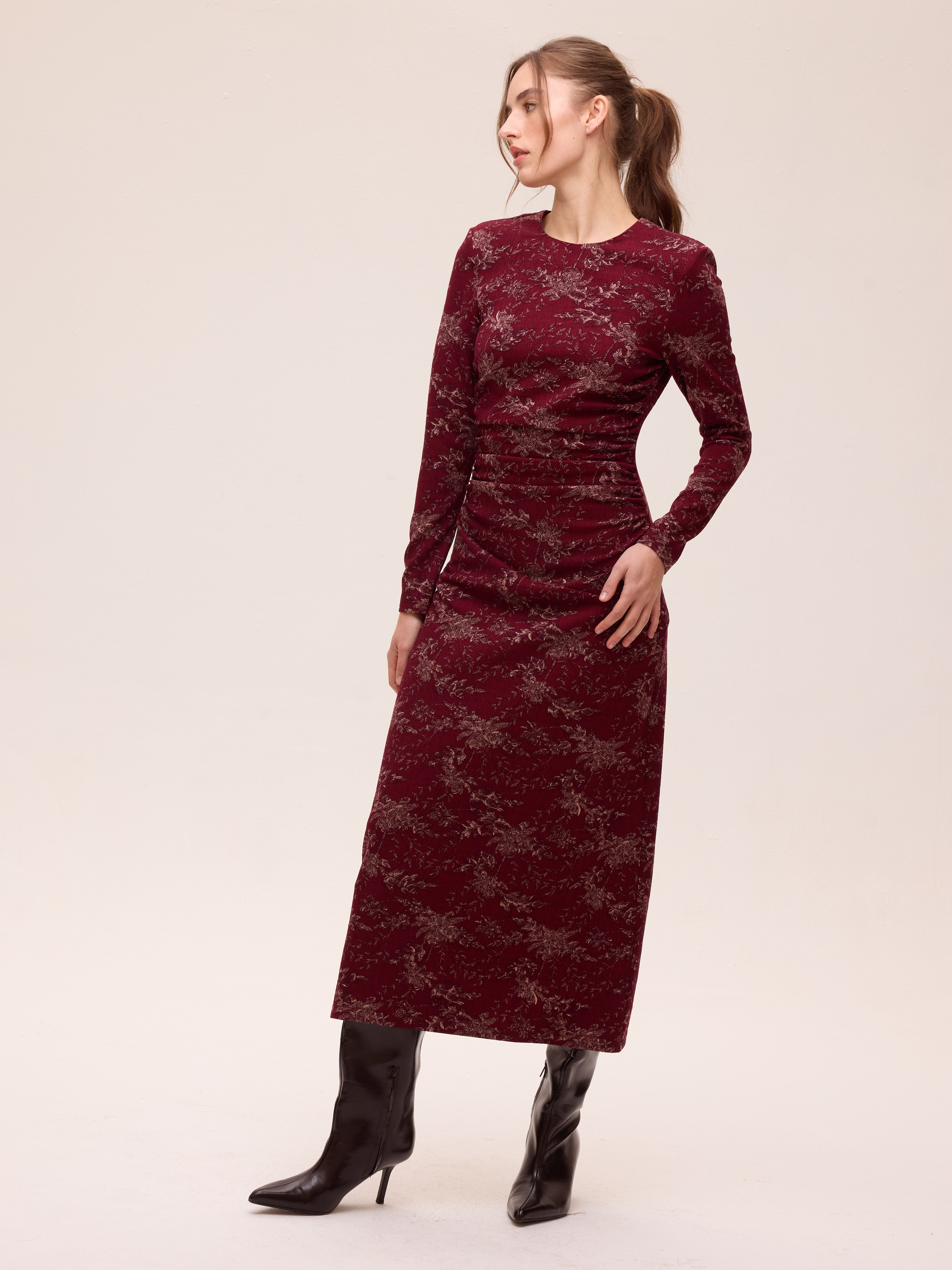 WHISPER PRINT - Vestido punto floral corte en la cadera