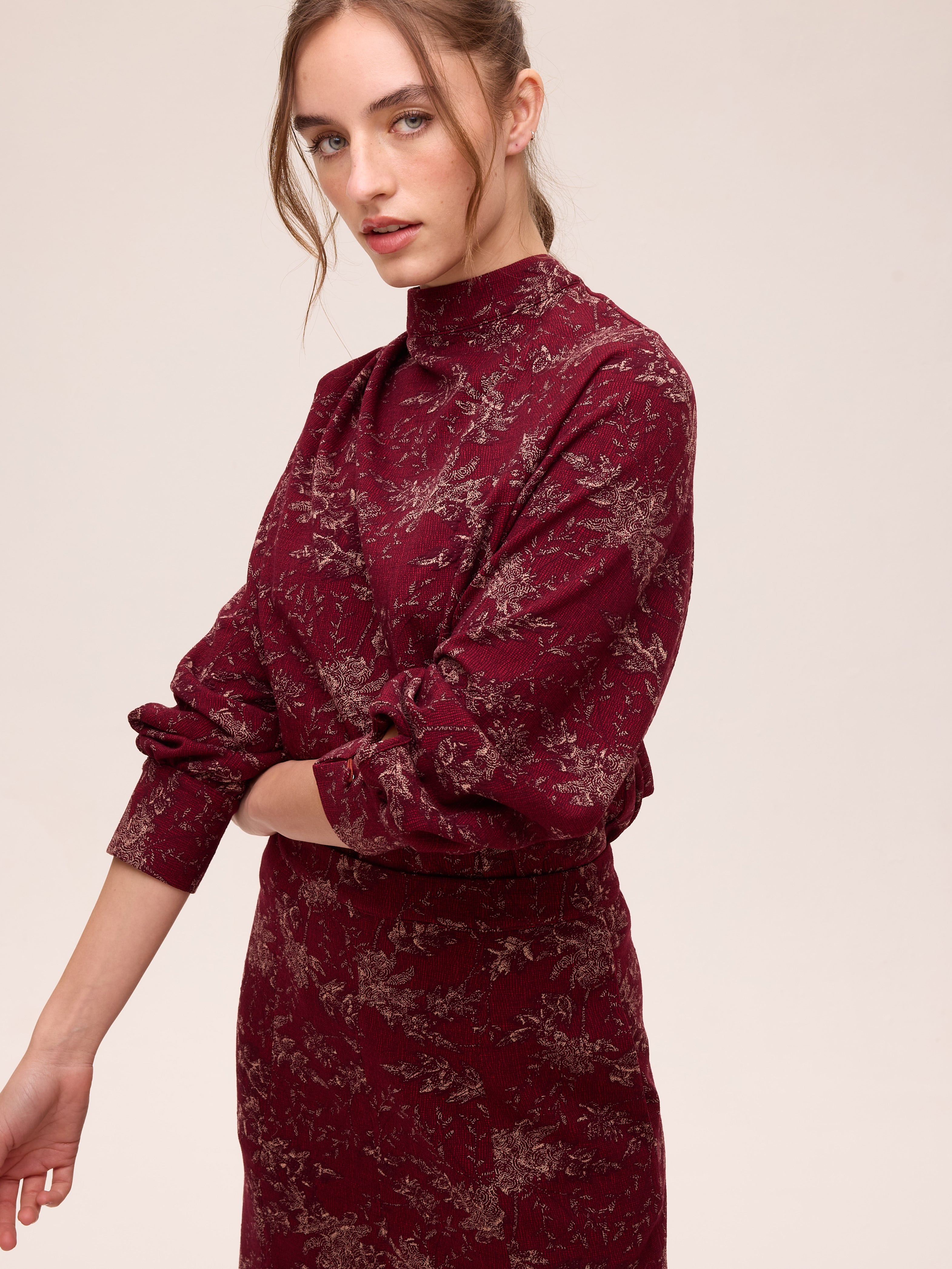 FOG PRINT - Falda midi punto estampado floral