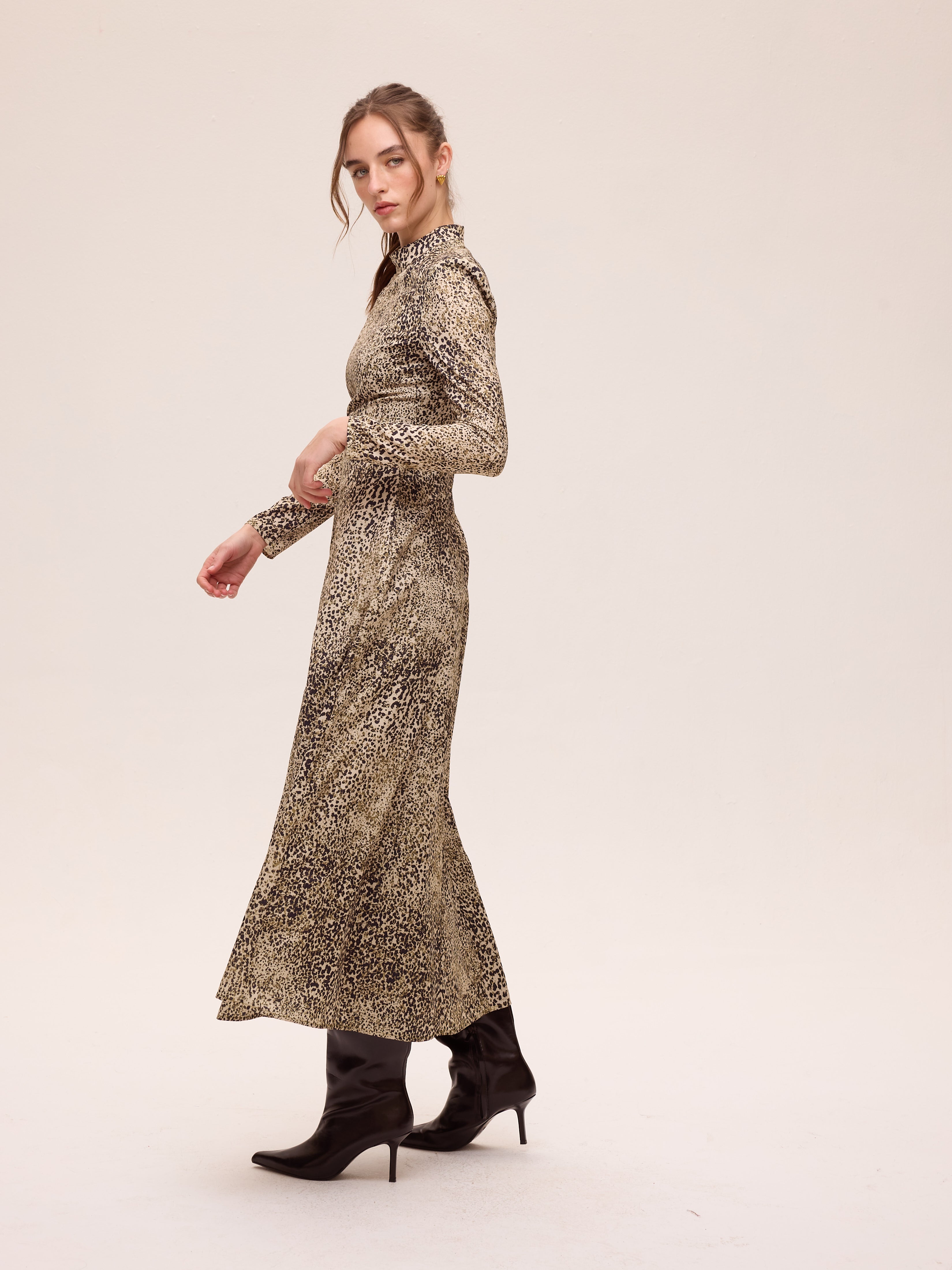 NUIT SPOTS - Vestido estampado mini dots manga larga