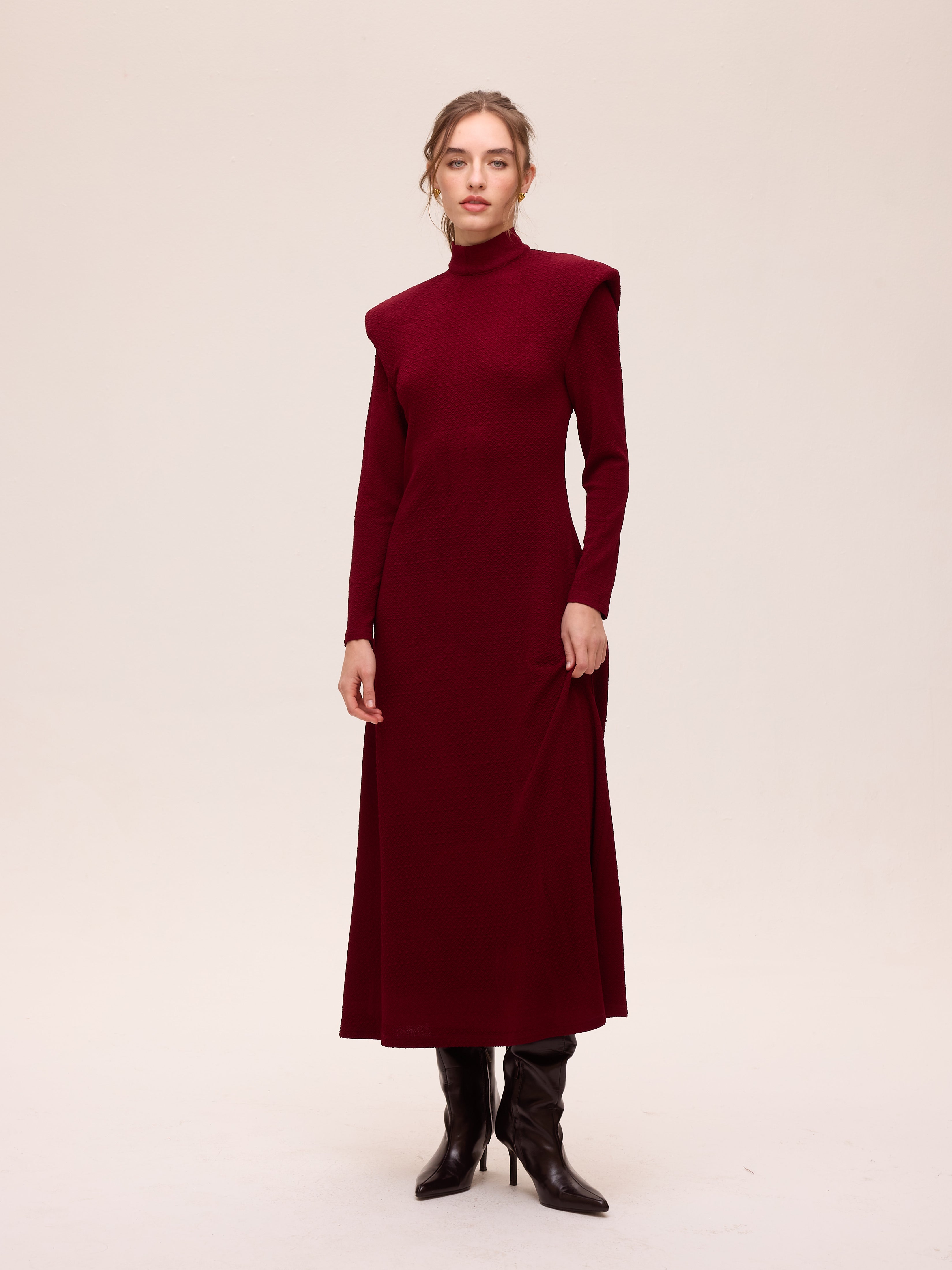 CHIARA GRANA - Vestido tejido punto textura granate