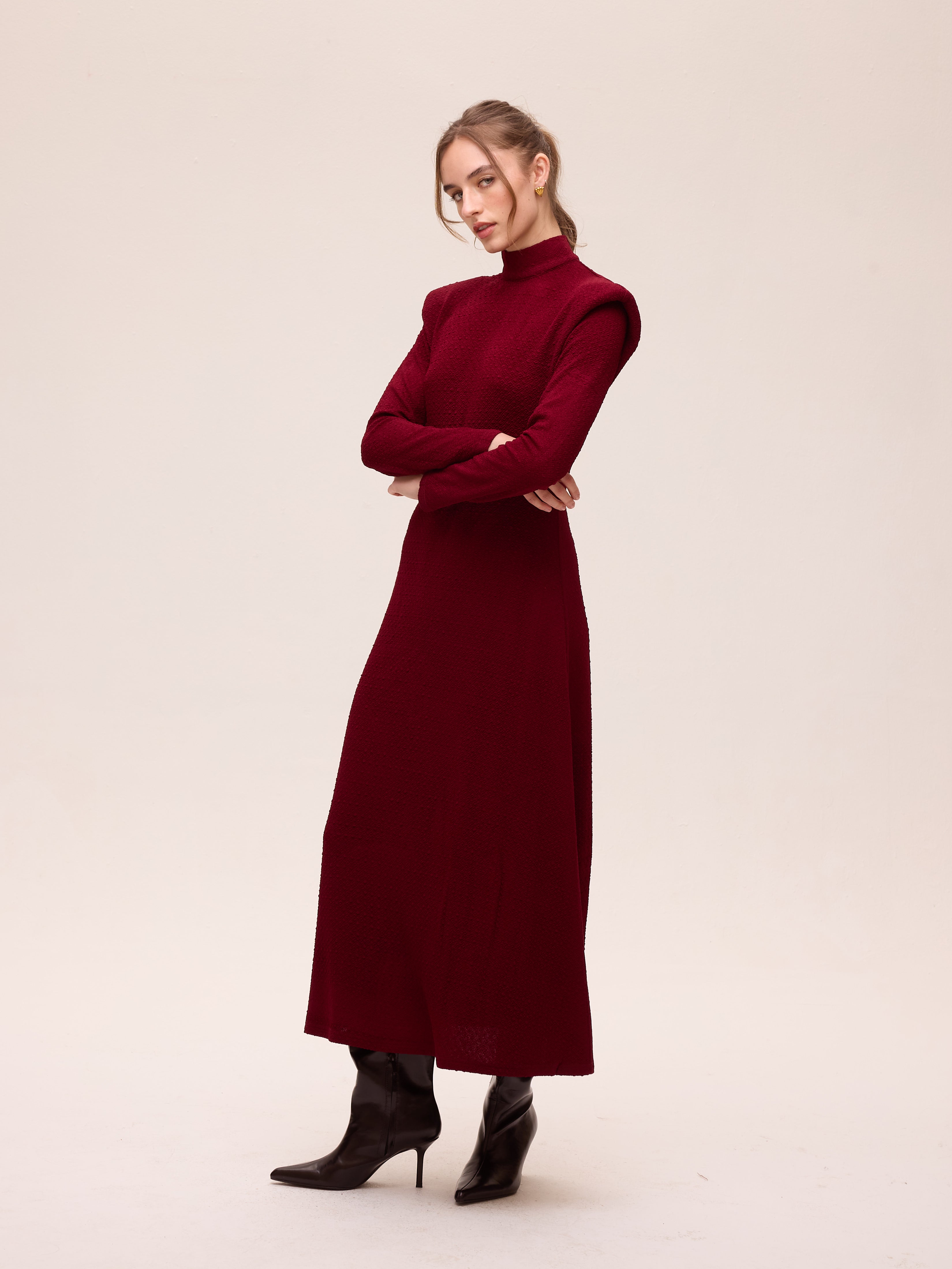 CHIARA GRANA - Vestido tejido punto textura granate