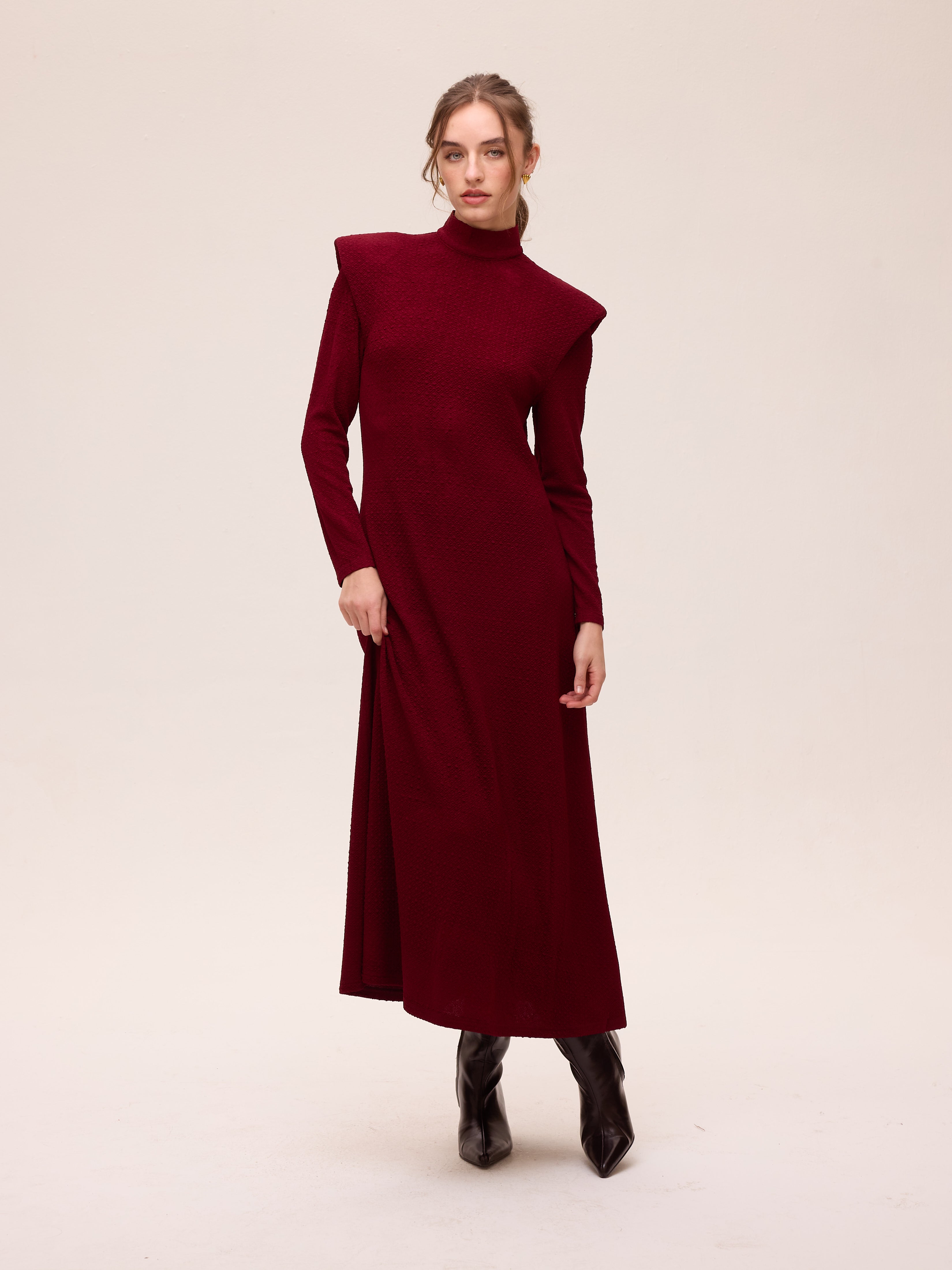 CHIARA GRANA - Vestido tejido punto textura granate