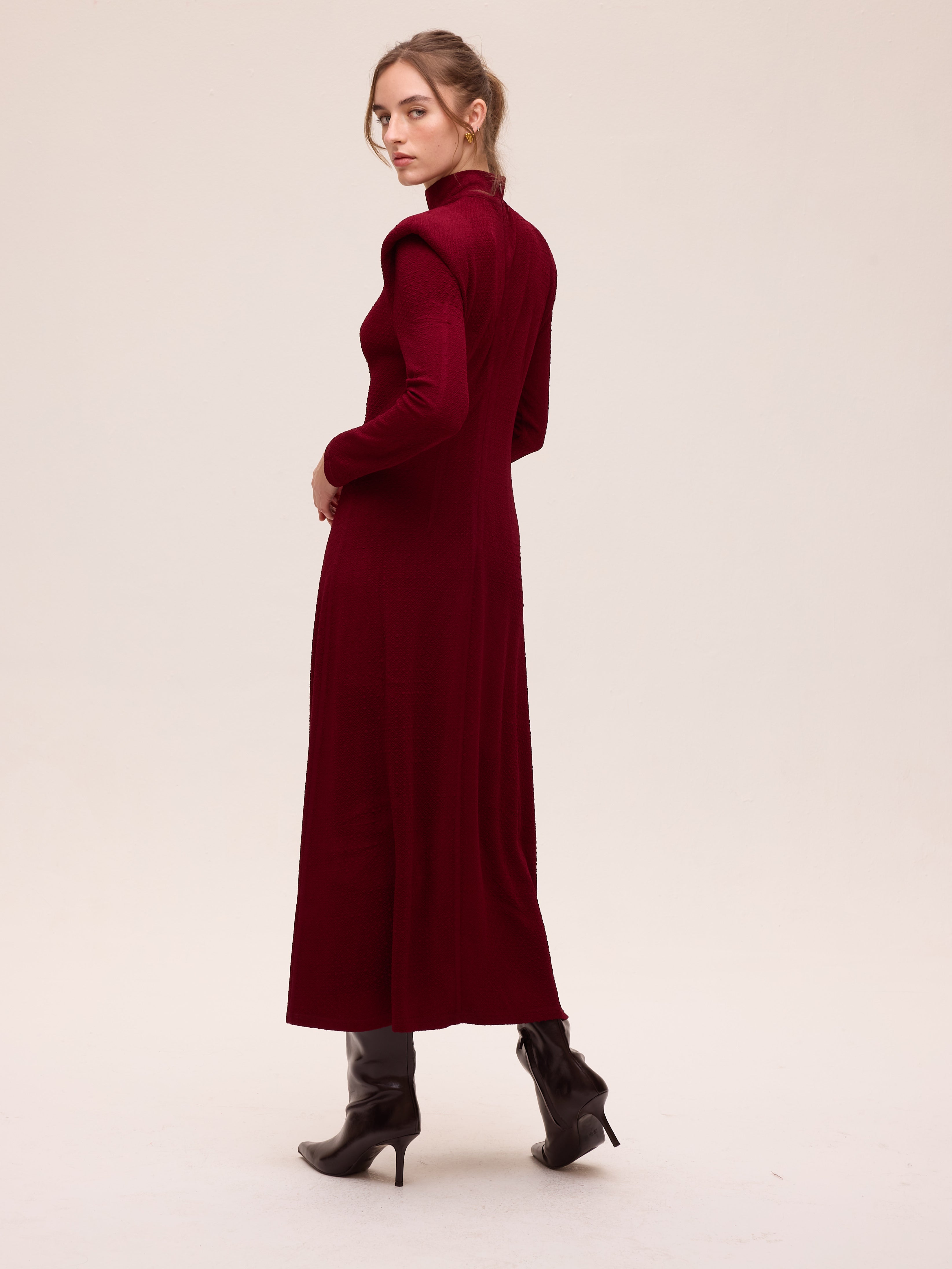 CHIARA GRANA - Vestido tejido punto textura granate