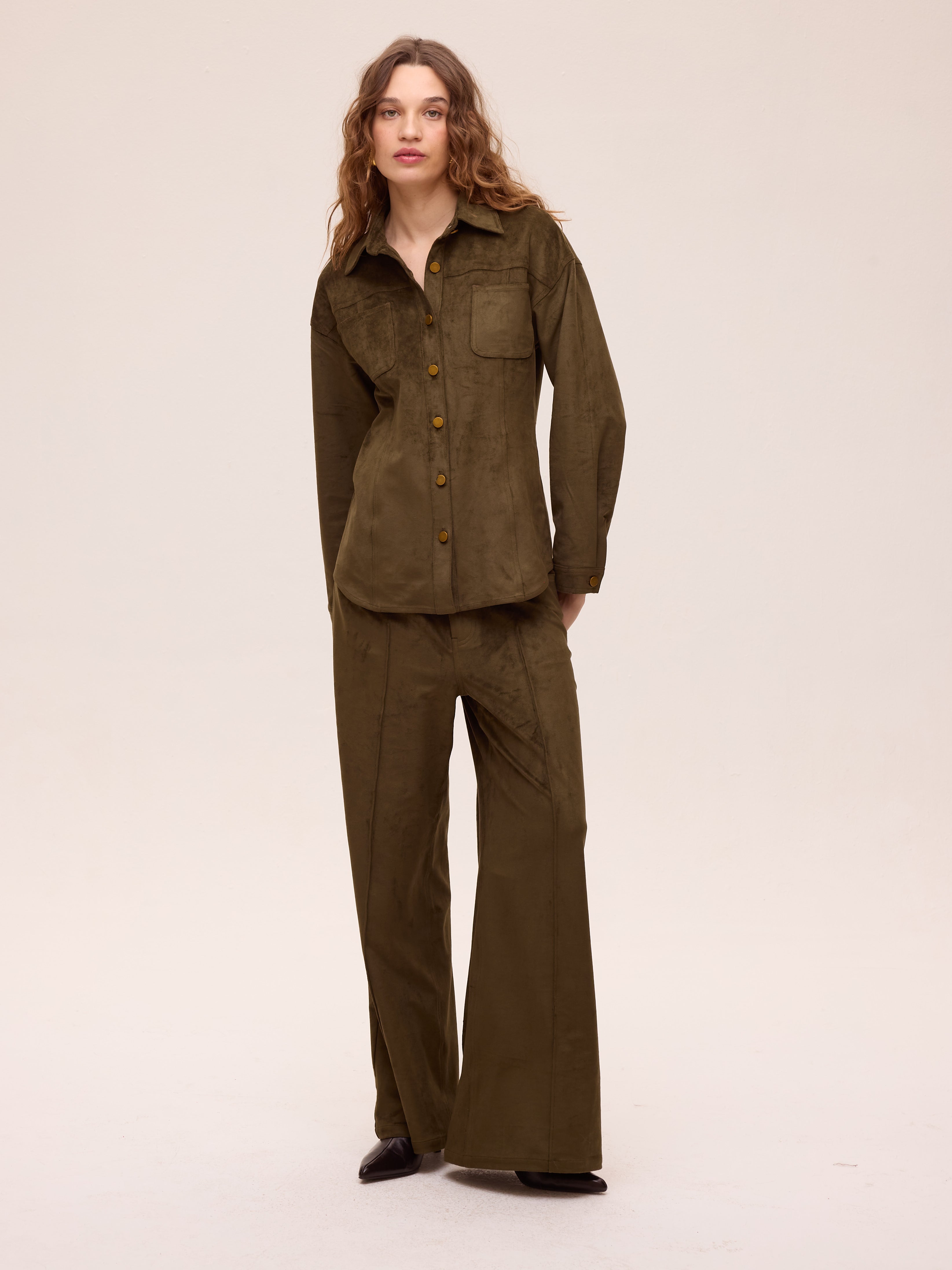 DUSK SUEDE PANT - Pantalón cinco bolsillos ante verde