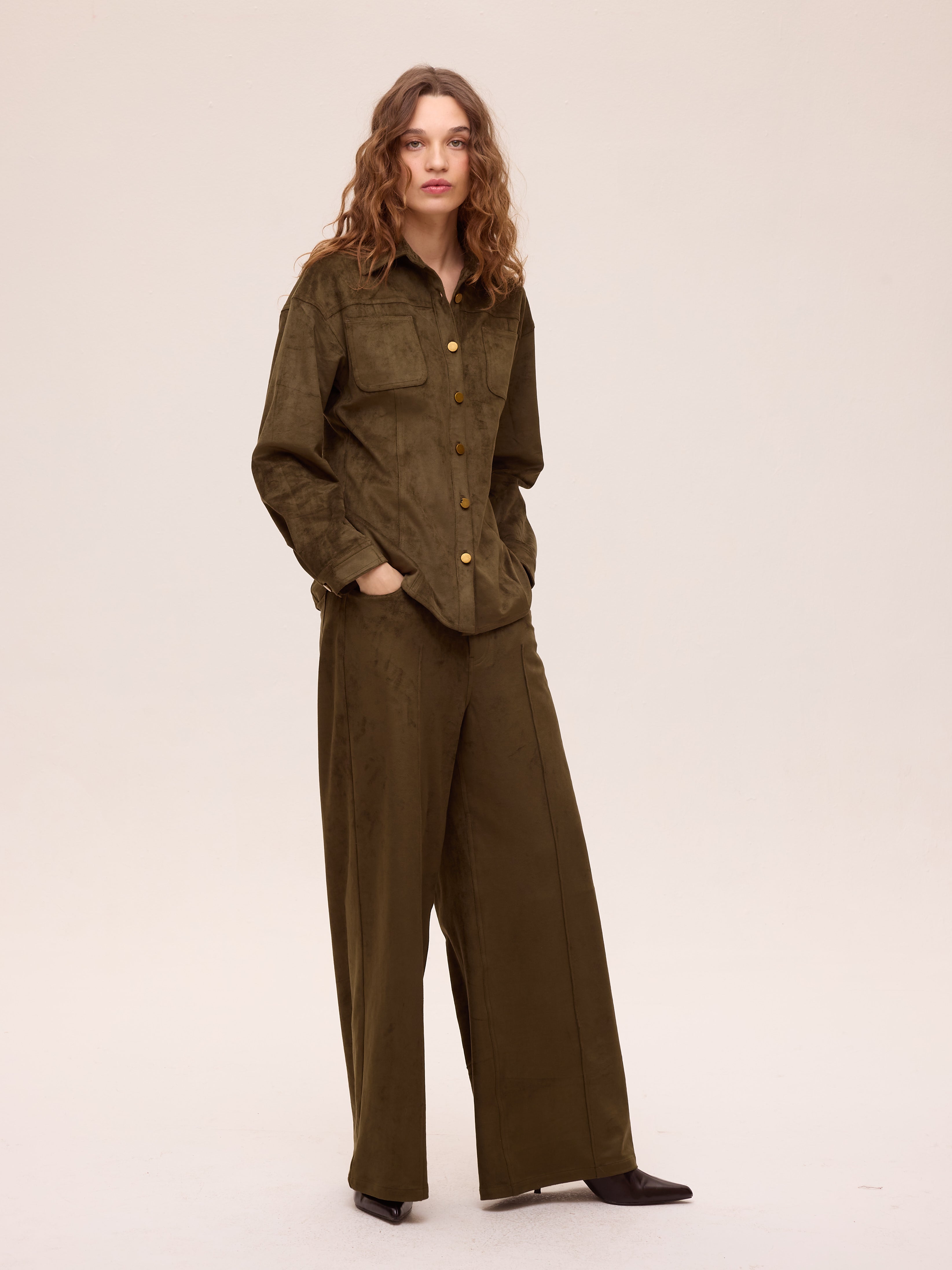DUSK SUEDE PANT - Pantalón cinco bolsillos ante verde